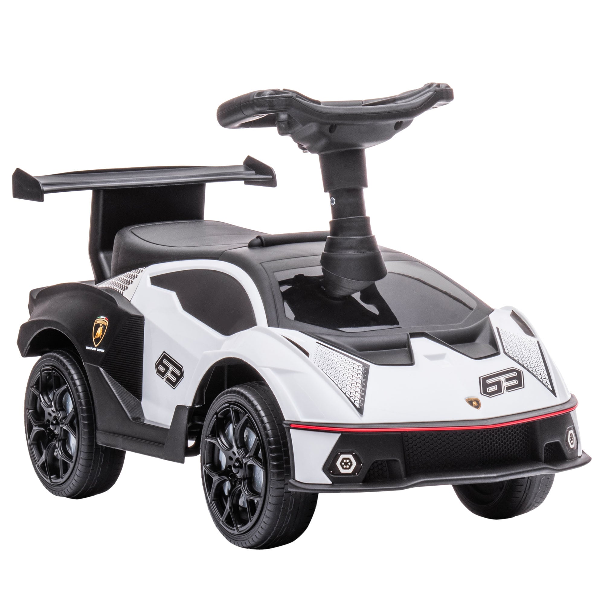 Push Car, Children's Vehicle, Ride-On Toy with Storage Space, Horn, and Engine Noise, Toy Car for Children from 12 Months, White+Black, 67 x 28 x 38 cm