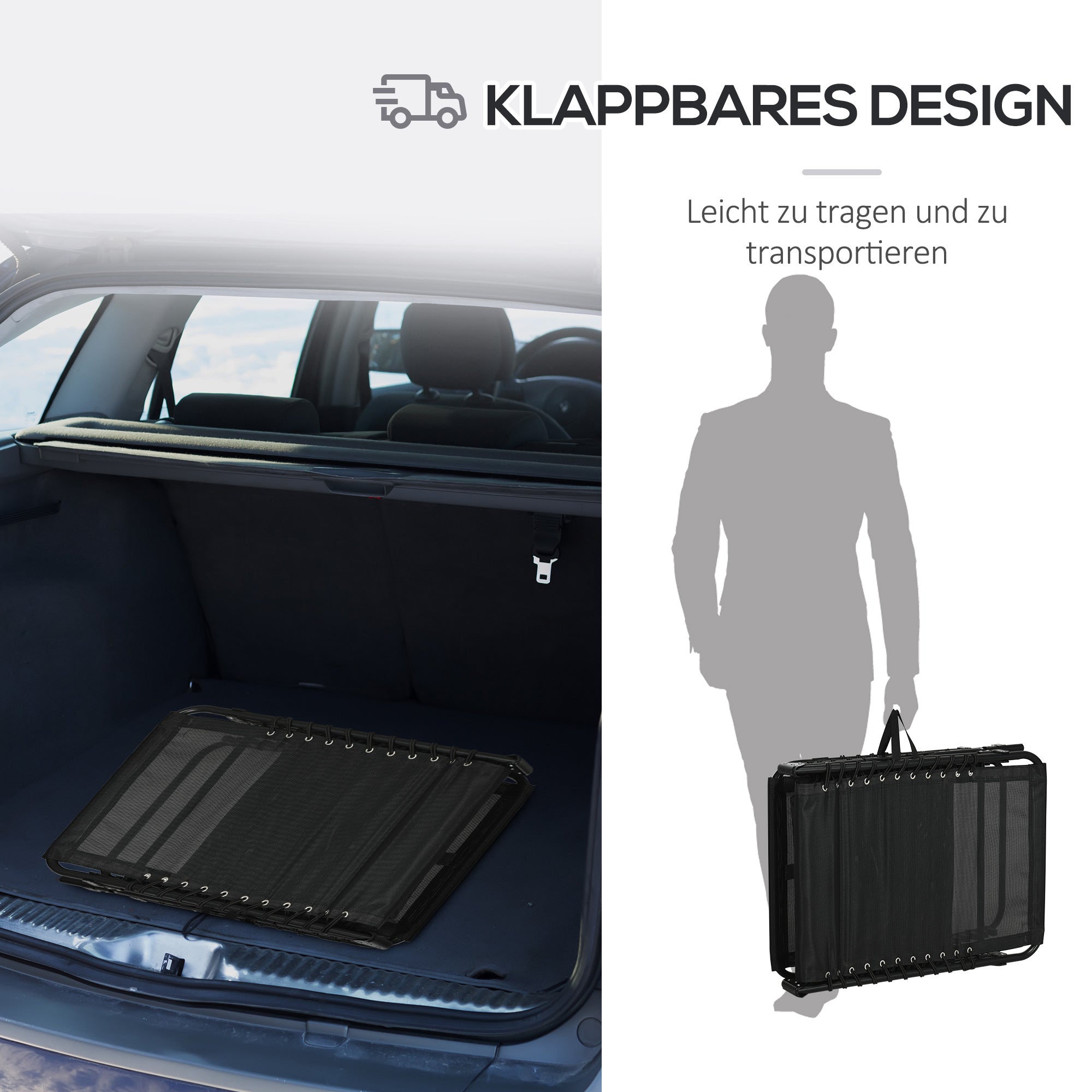 Folding Sun Lounger Garden Lounger with 5-Position Adjustable Backrest Camping Lounger with Pocket with Headrest Garden Chair up to 120 kg, for Garden, Balcony, Light gray