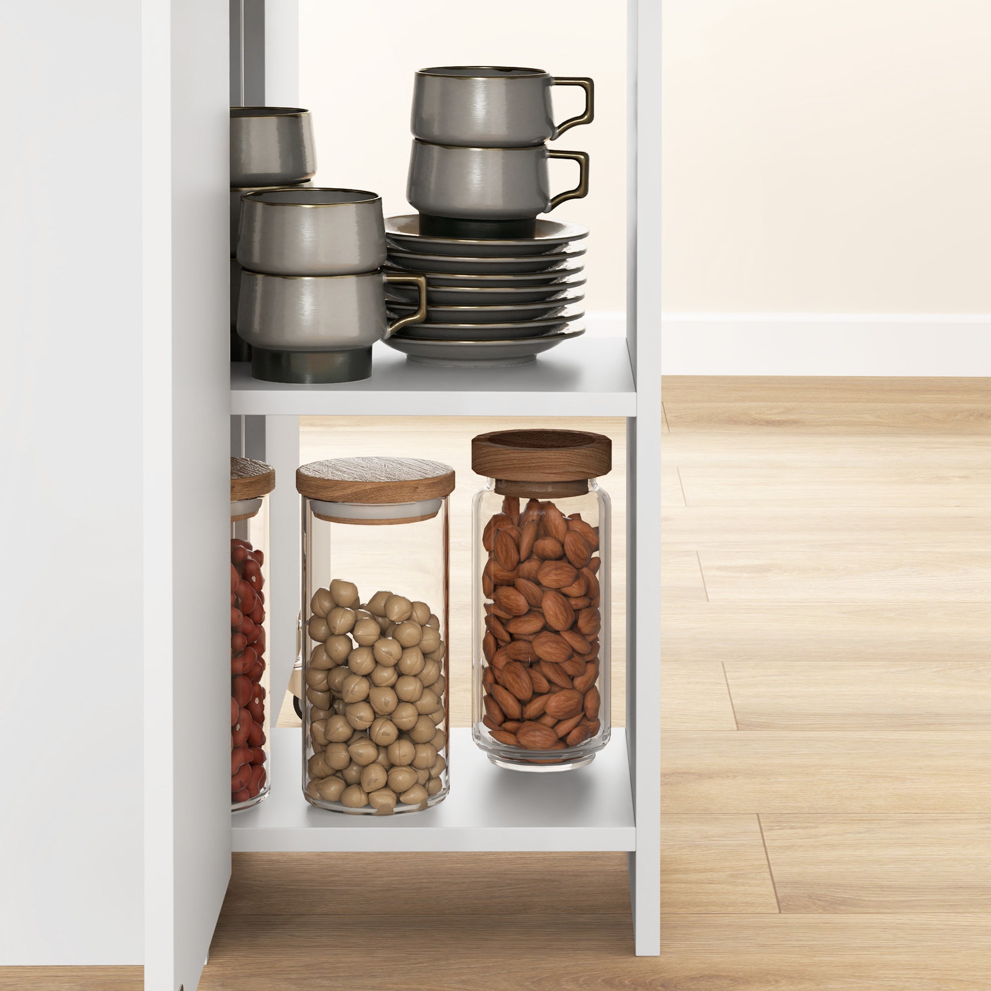 Folding Dining Table, Drop Leaf Table for 2-4 People, Modern Space-Saving Kitchen Table with Drawer, 2 Shelves, and 2 Wheels, in Wood, 114.5x70x75 cm, Oak