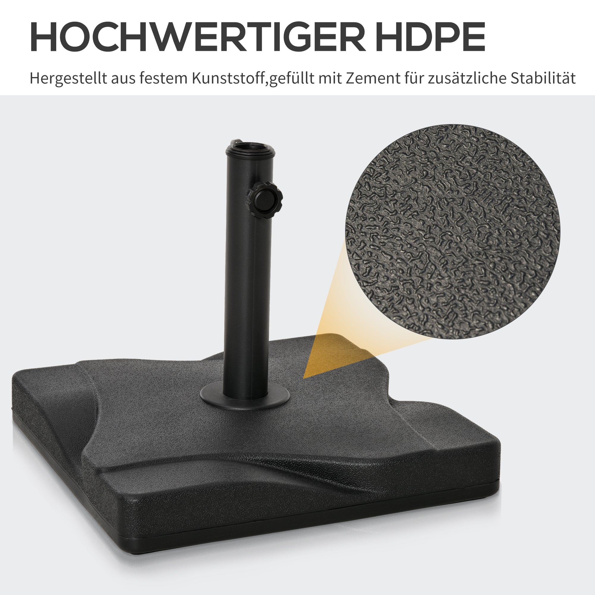 Umbrella Stand 20 kg Umbrella Stand for Umbrella Pole 32/38/48 mm Umbrella Base for Garden Terrace Balcony Cement 41.5 x 41.5 Black