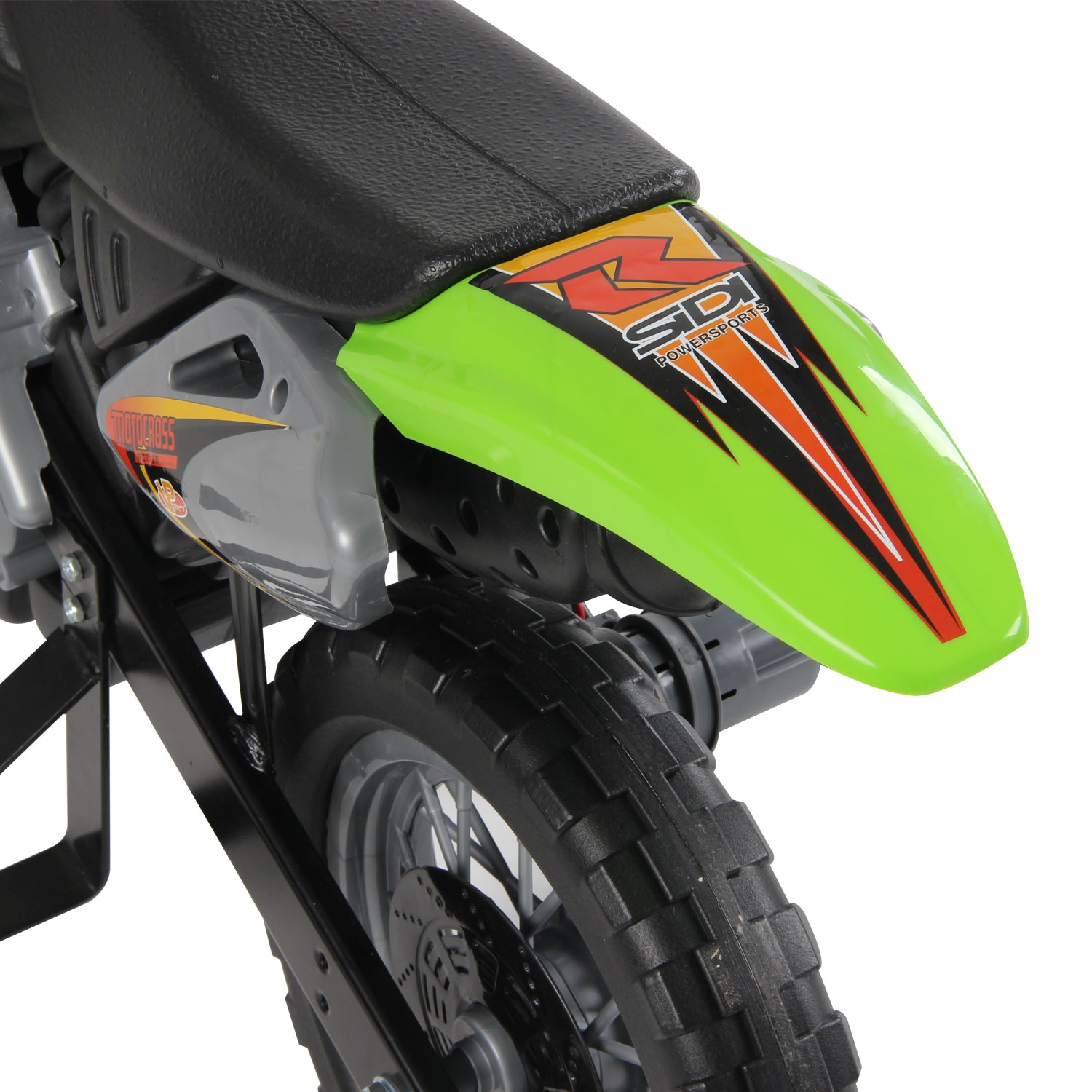 Children's Electric Motorcycle, Cross Motorcycle for Children with 6V Battery, Headlights, Music, and Training Wheels, 3 to 6 Years, Load 25KG, Green and Black