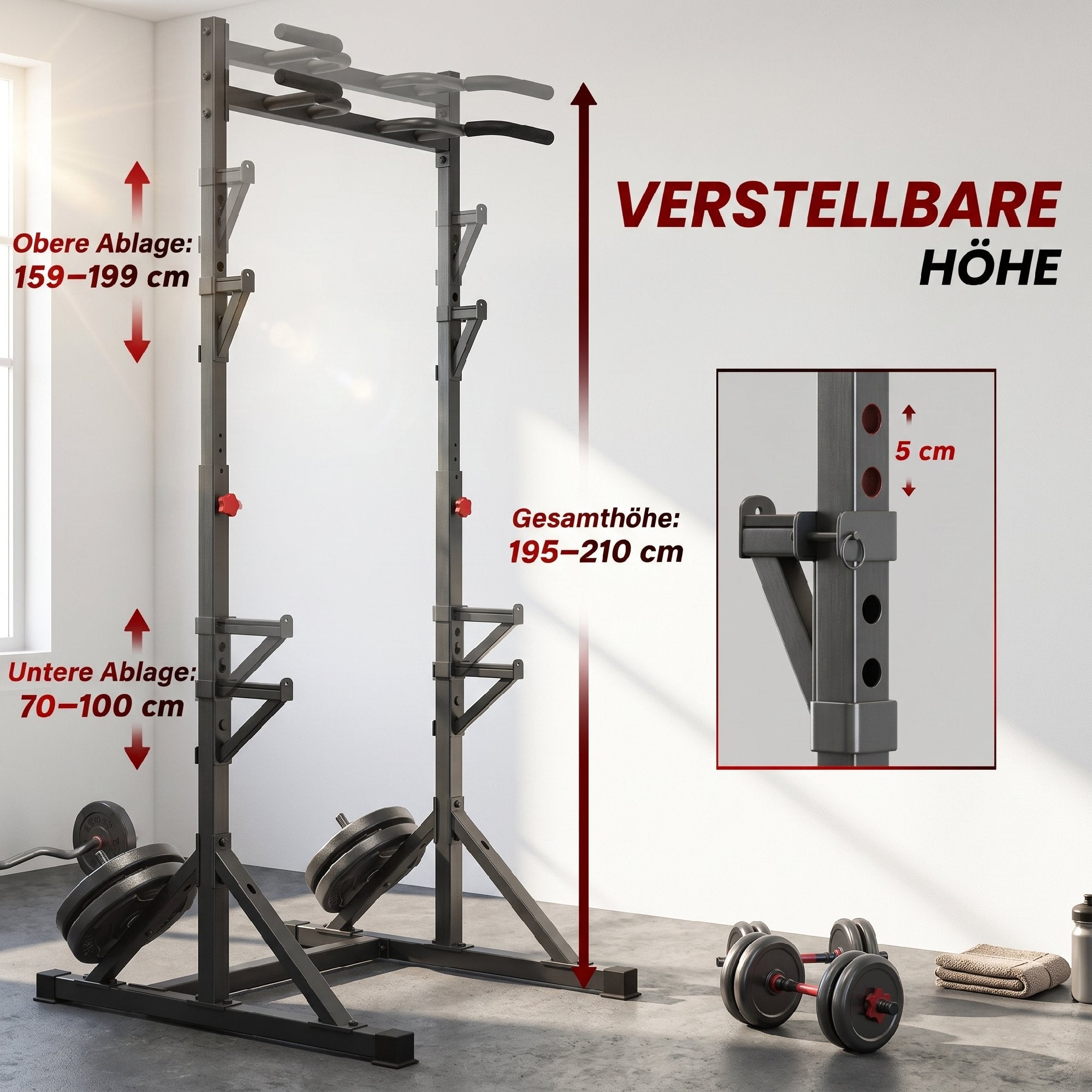 SPORTNOW 2-Level Barbell Rack – Steel Squat Rack with Plate Storage, Up to 200 kg Load