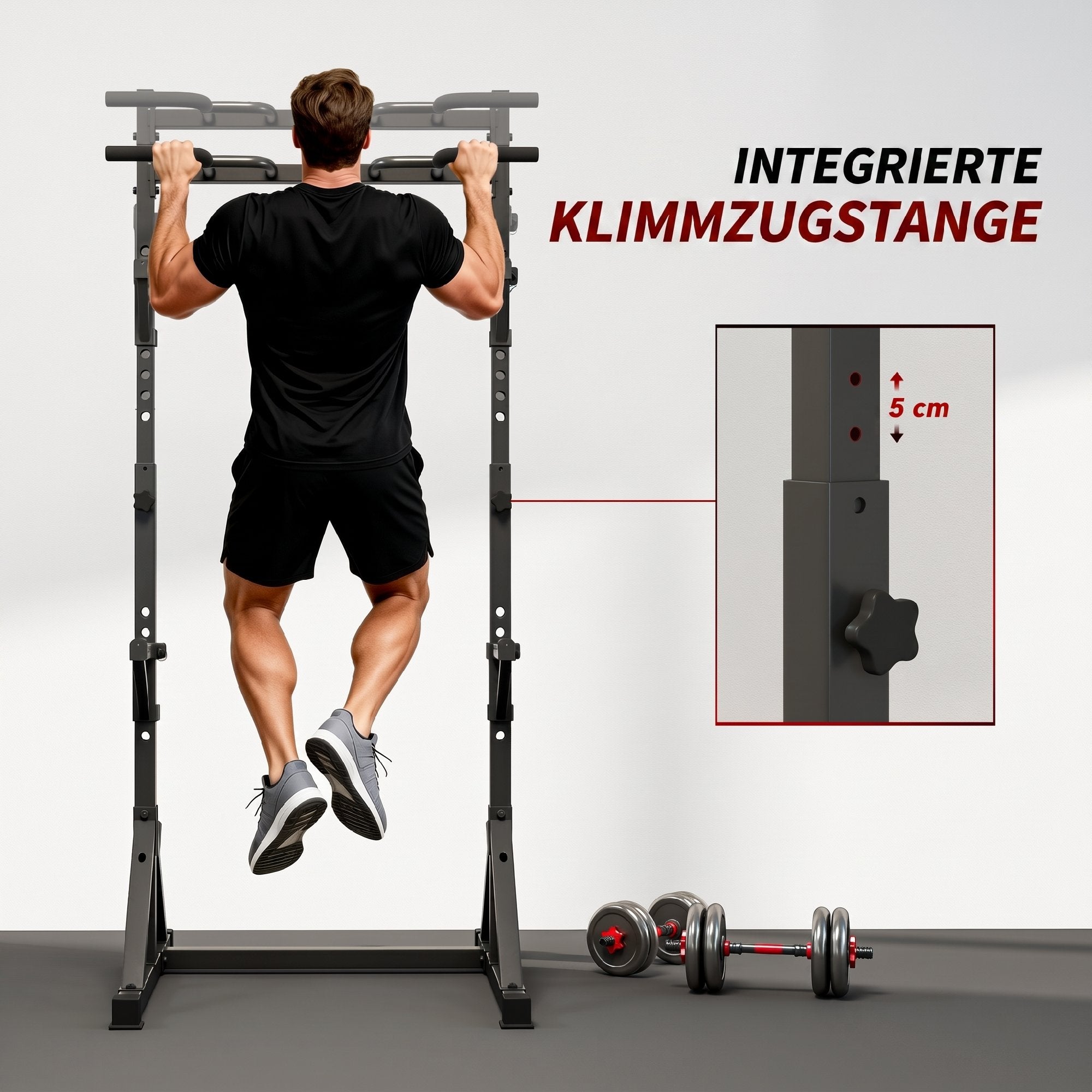 SPORTNOW 2-Level Barbell Rack – Steel Squat Rack with Plate Storage, Up to 200 kg Load
