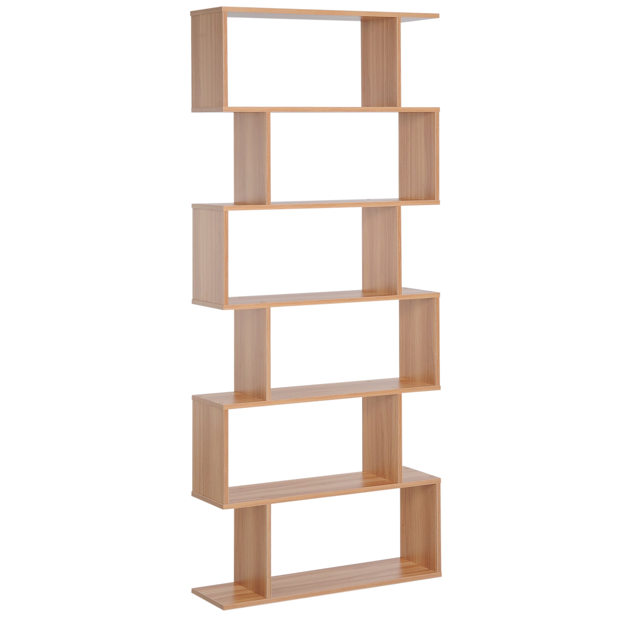 Modern Design Wooden Bookcase with 6 Shelves Natural Wood 80 x 23 x 192cm