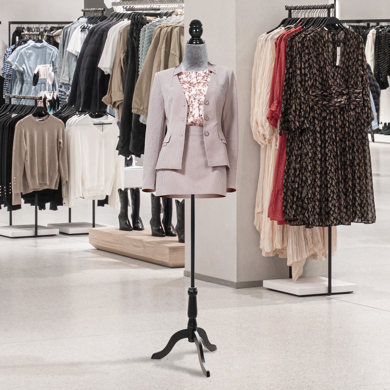 Female Sewing Mannequin Adjustable 130-168 cm with Wooden Tripod for Fashion Photography Clothing Display in Gray