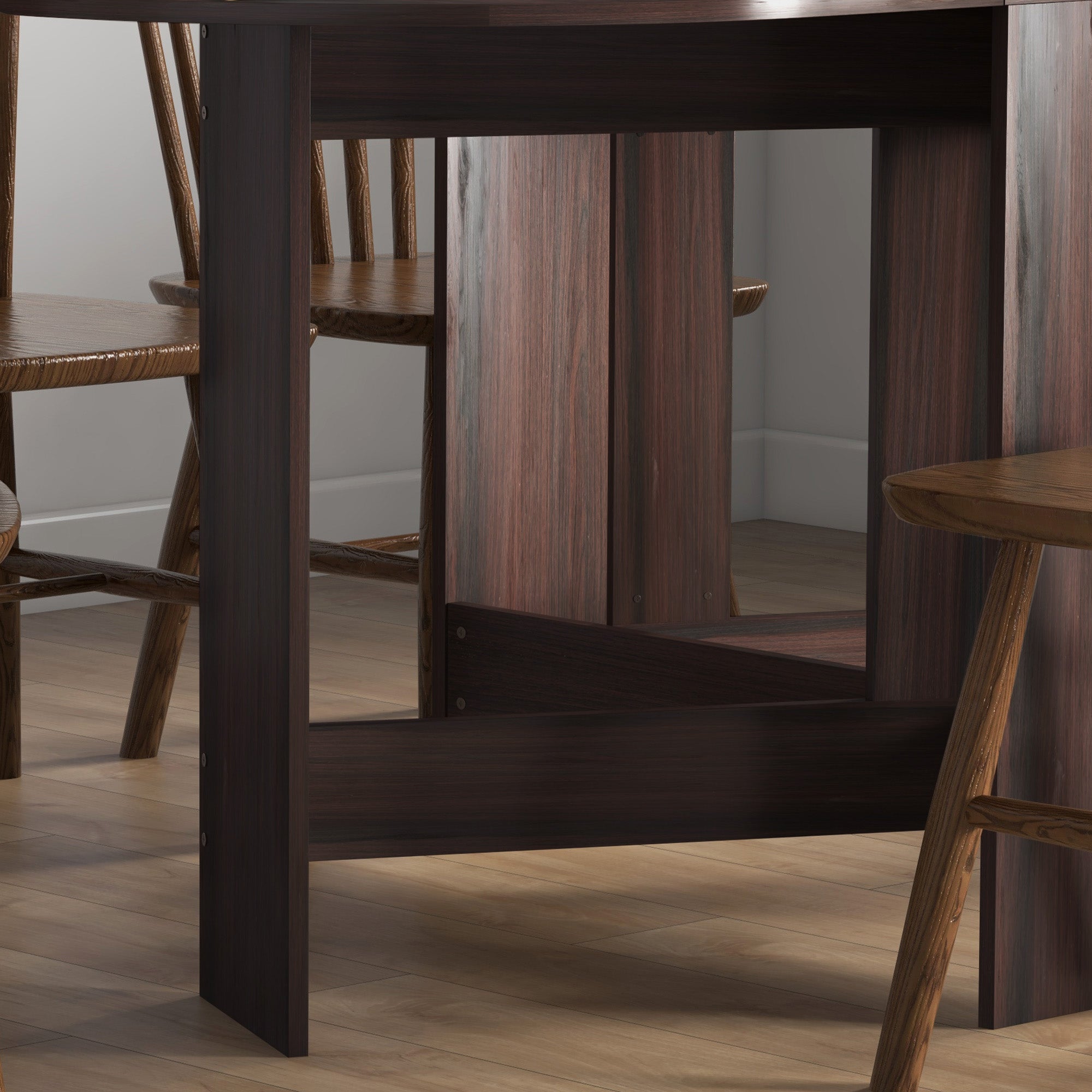 Folding Dining Table, Space-saving Foldable Desk with 2 Oval Leaves for 6 People, Fold-down Kitchen Table, Ideal for Living Room, Home, Office, 163x80x75 cm, Brown