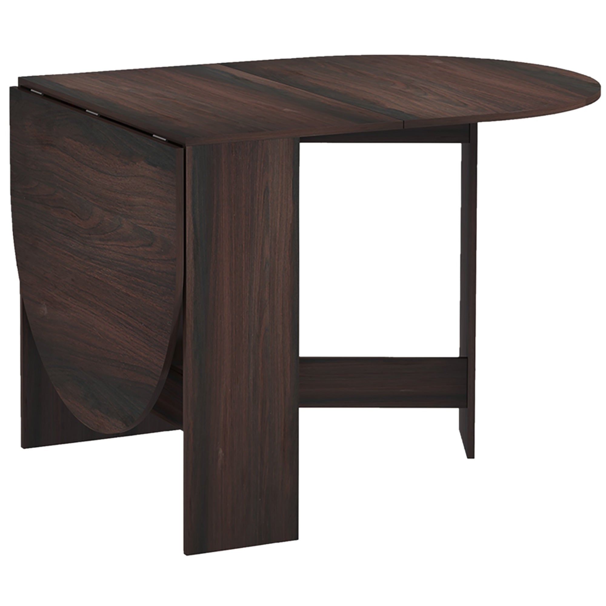 Folding Dining Table, Space-saving Foldable Desk with 2 Oval Leaves for 6 People, Fold-down Kitchen Table, Ideal for Living Room, Home, Office, 163x80x75 cm, Brown