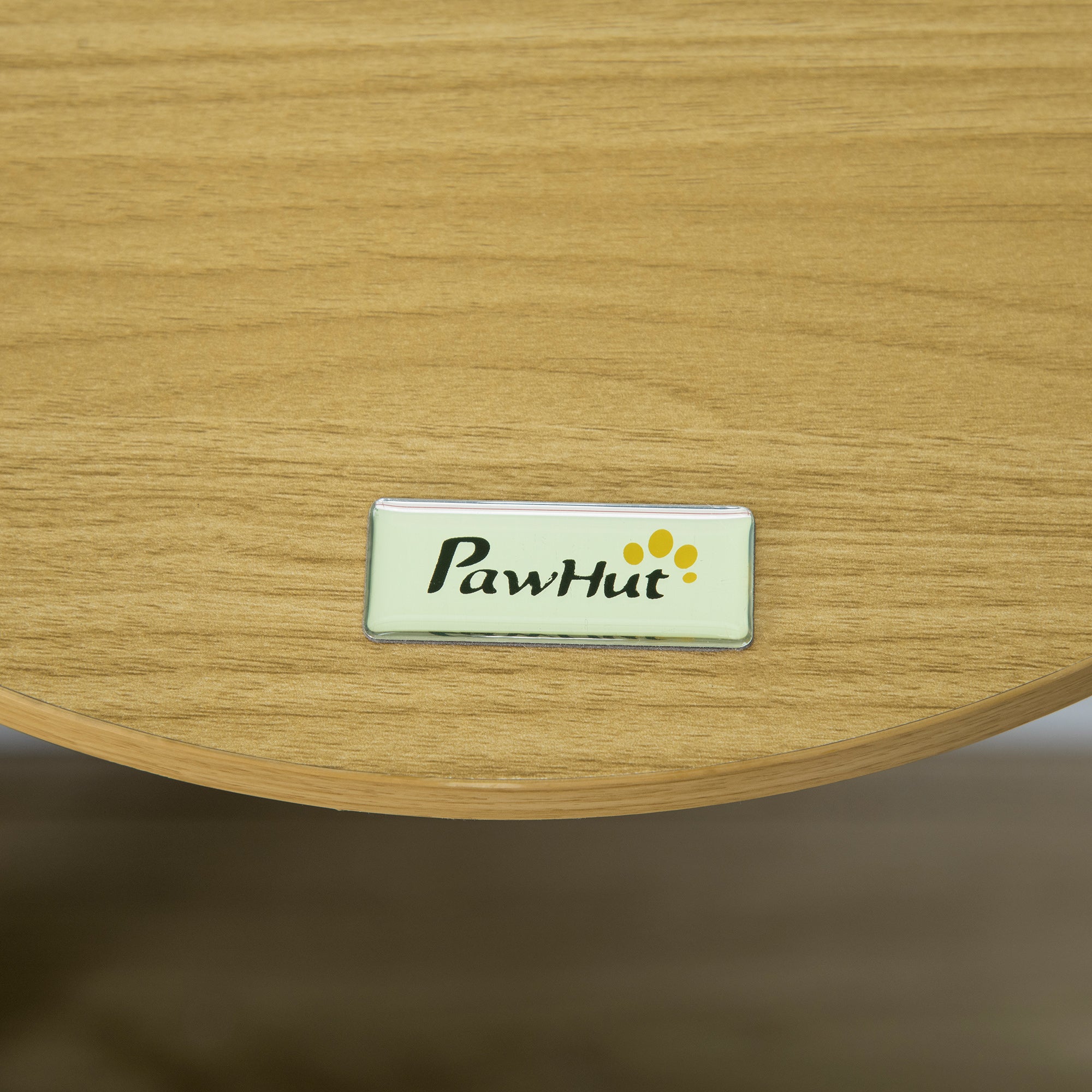 PwaHut Cat Climbing Wall with Cushion, Cat Hammock, Plush Wall Scratching Post, Cat Furniture up to 5 kg, Oak+Cream White