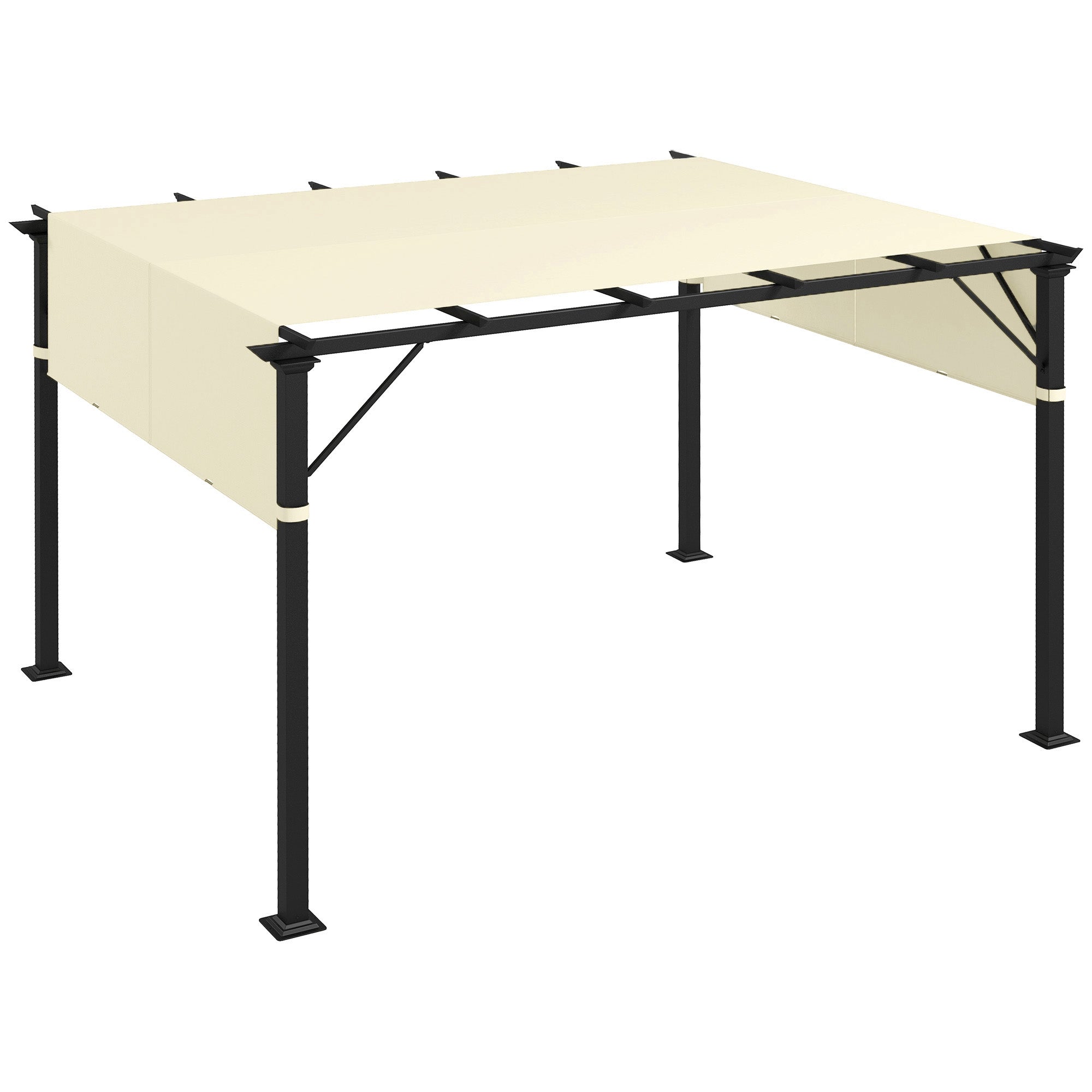 3x3m Gazebo Pergola Cover, Polyester 180g/㎡ with Pockets and Straps for Poles, UV30+, 488x122 cm, Cream