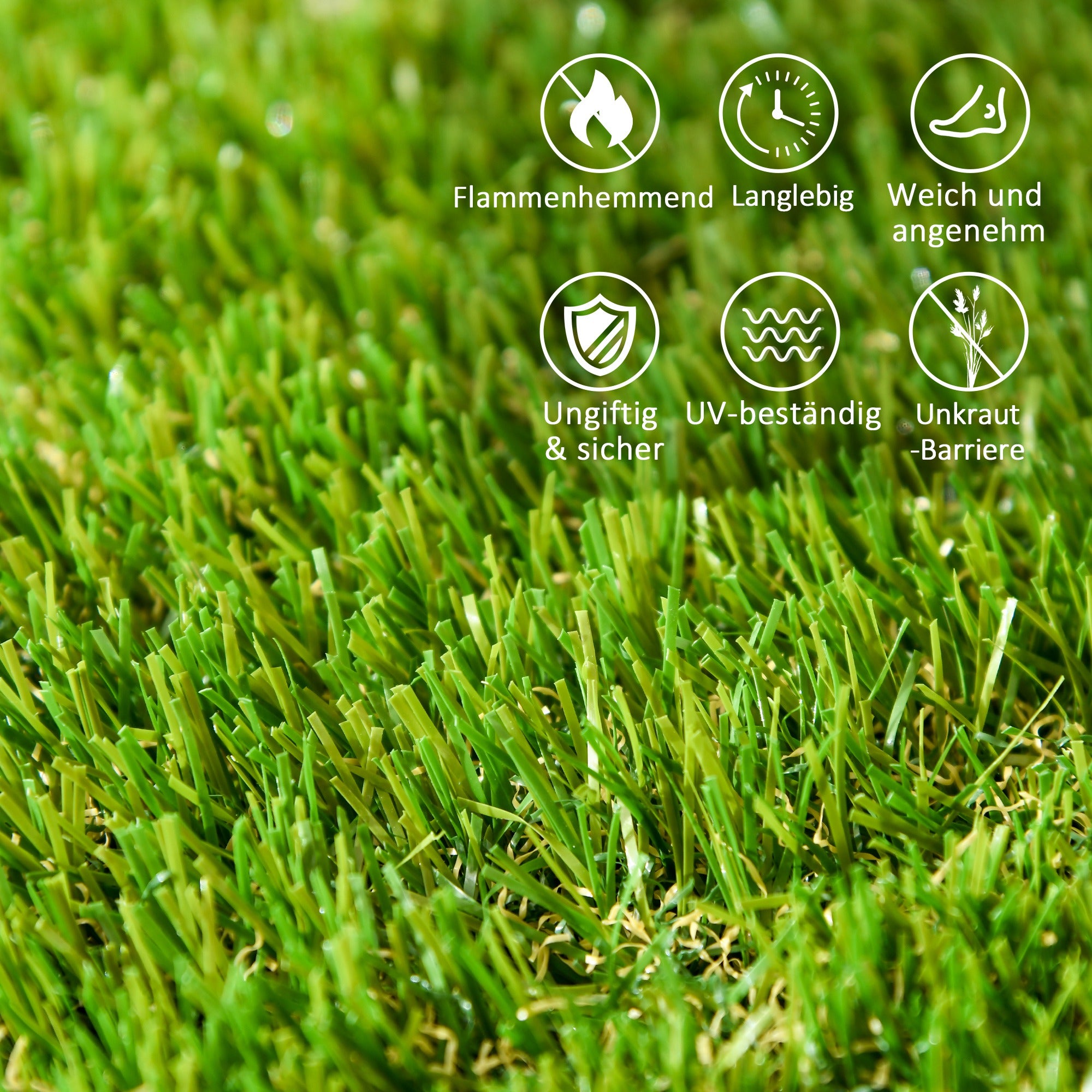 Artificial Grass 10 Pieces Lawn Carpet 30 x 30 cm Turf Mat Synthetic Grass Roll Lawn for Garden Balcony 25 mm Plastic Dark Green