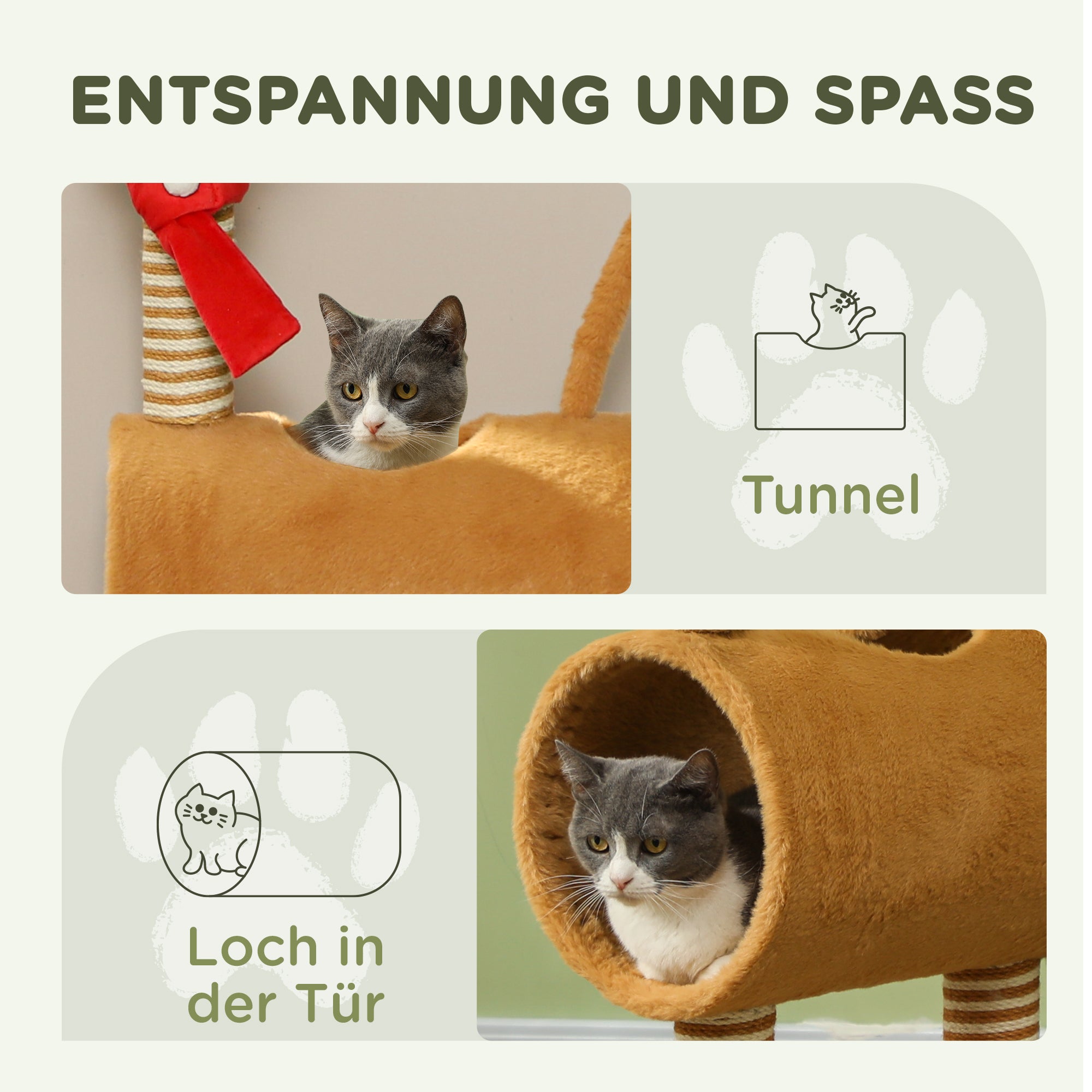 98cm Cat Tree Cat Tower in Deer Design, with Cave, Play Ball, Jute Stems, Cat Scratching Post, Climbing Tree, for Medium-sized Cats, Brown