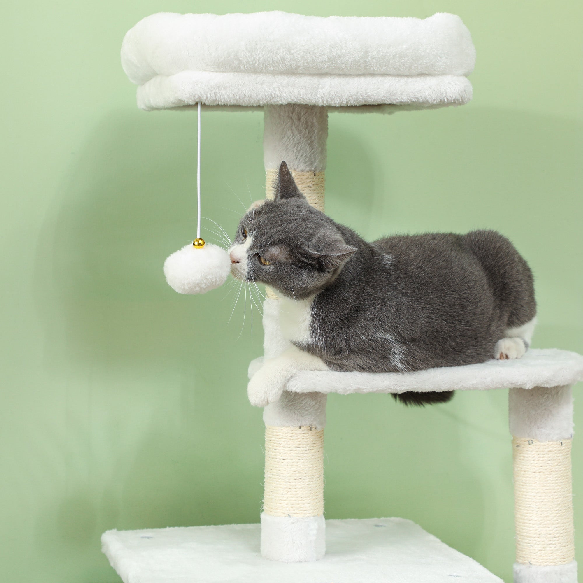 126 cm Cat Scratching Tree Tower for Cats with Nests Platforms Hanging Balls and Sisal Posts Cream