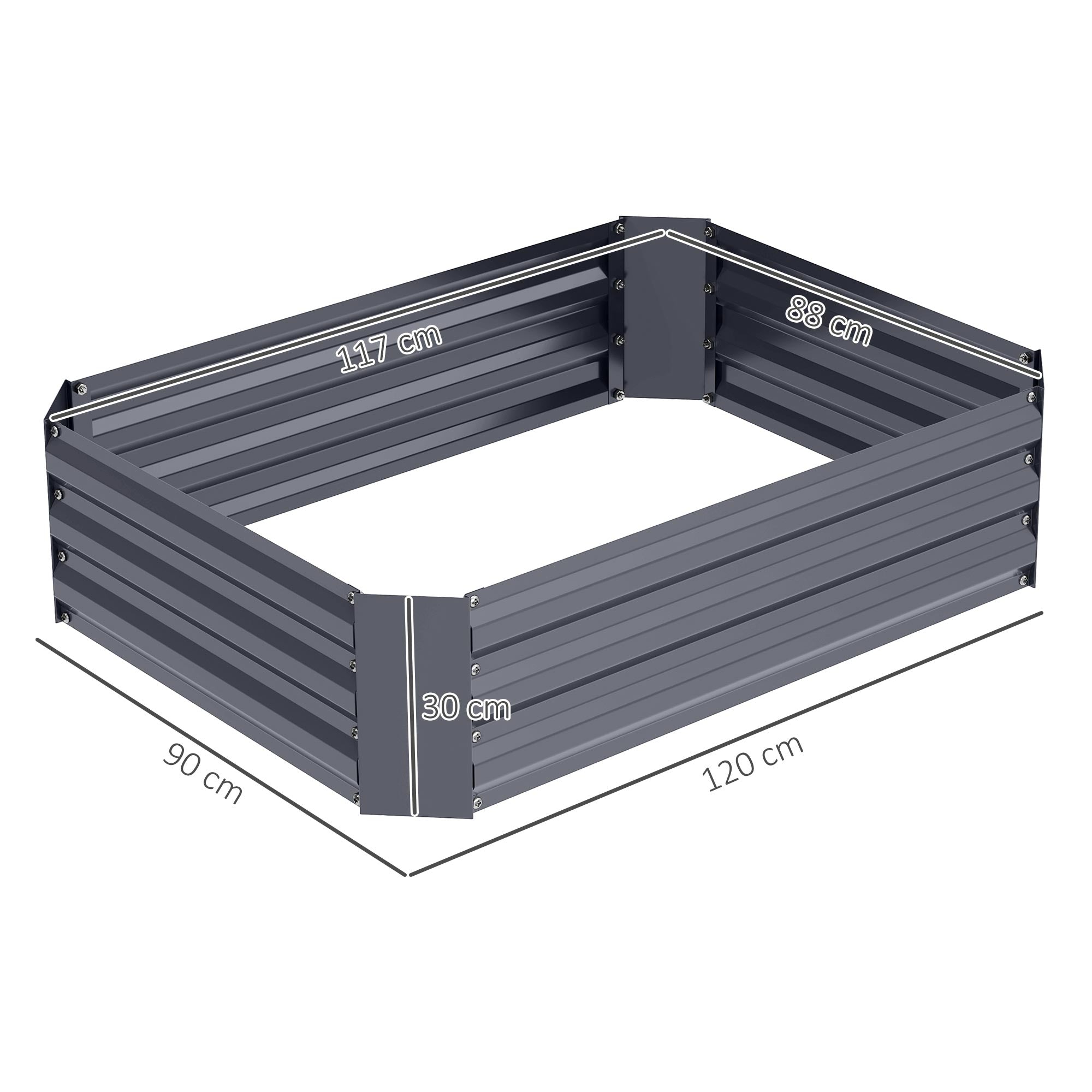 Raised Bed Made of Steel, Planting Bed Cold Frame Garden Bed Flower Box Stackable, Planter Vegetable Bed 120x90x30cm for Garden Balcony, Planter for Flowers, Plants, Vegetables