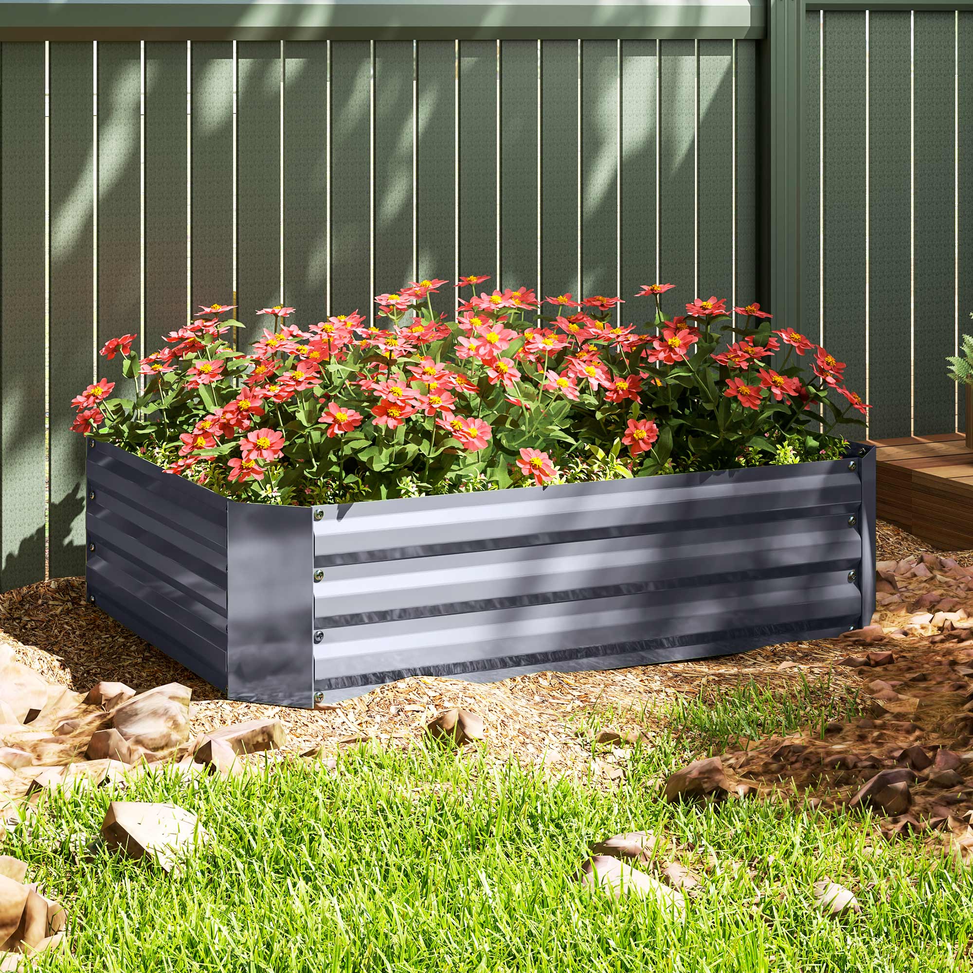 Raised Bed Made of Steel, Planting Bed Cold Frame Garden Bed Flower Box Stackable, Planter Vegetable Bed 120x90x30cm for Garden Balcony, Planter for Flowers, Plants, Vegetables