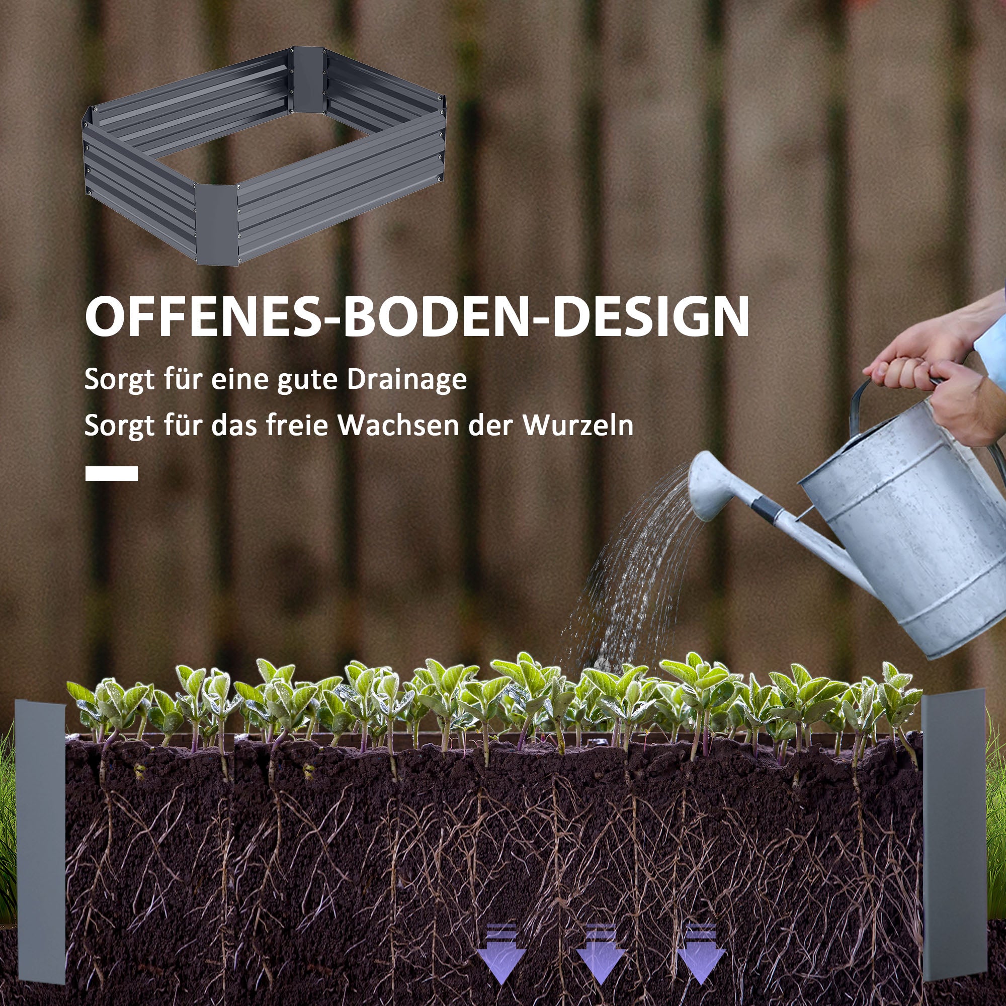 Raised Bed Made of Steel, Planting Bed Cold Frame Garden Bed Flower Box Stackable, Planter Vegetable Bed 120x90x30cm for Garden Balcony, Planter for Flowers, Plants, Vegetables