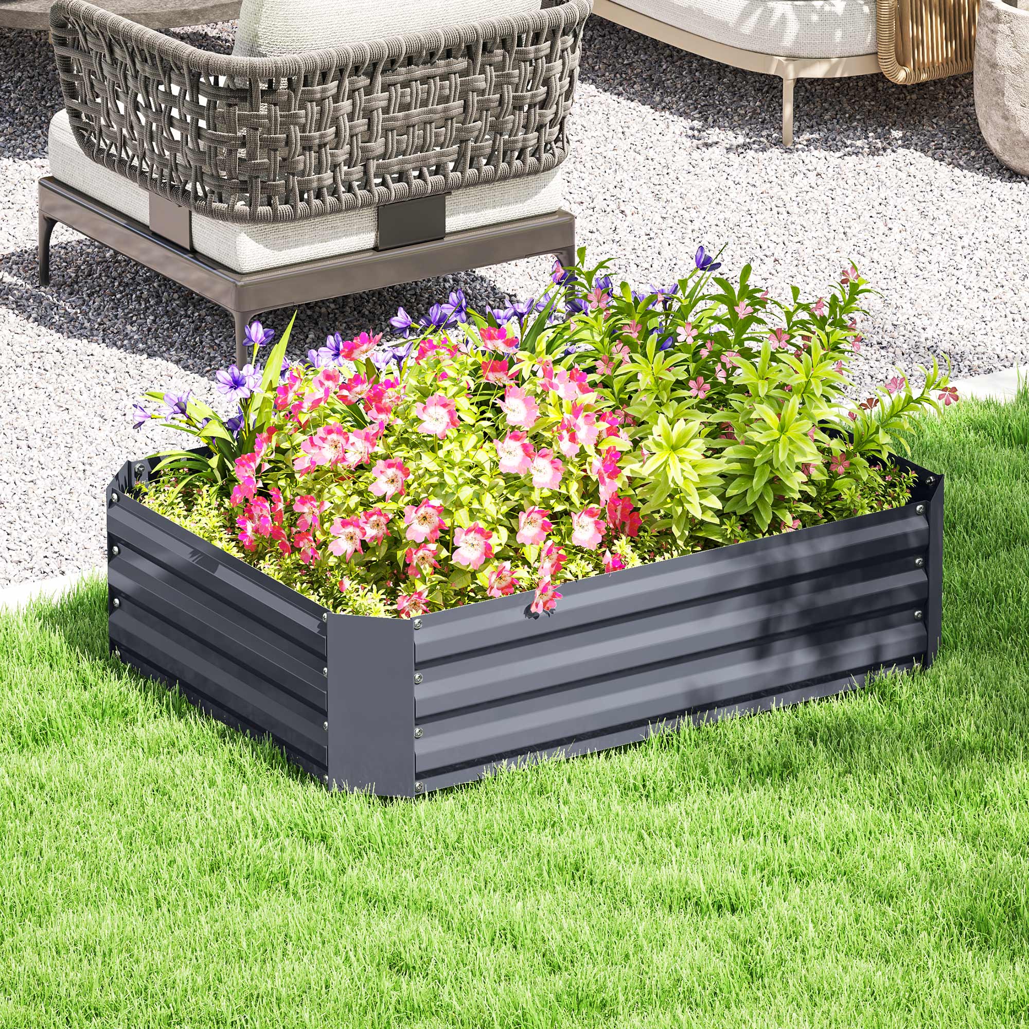 Raised Bed Made of Steel, Planting Bed Cold Frame Garden Bed Flower Box Stackable, Planter Vegetable Bed 120x90x30cm for Garden Balcony, Planter for Flowers, Plants, Vegetables