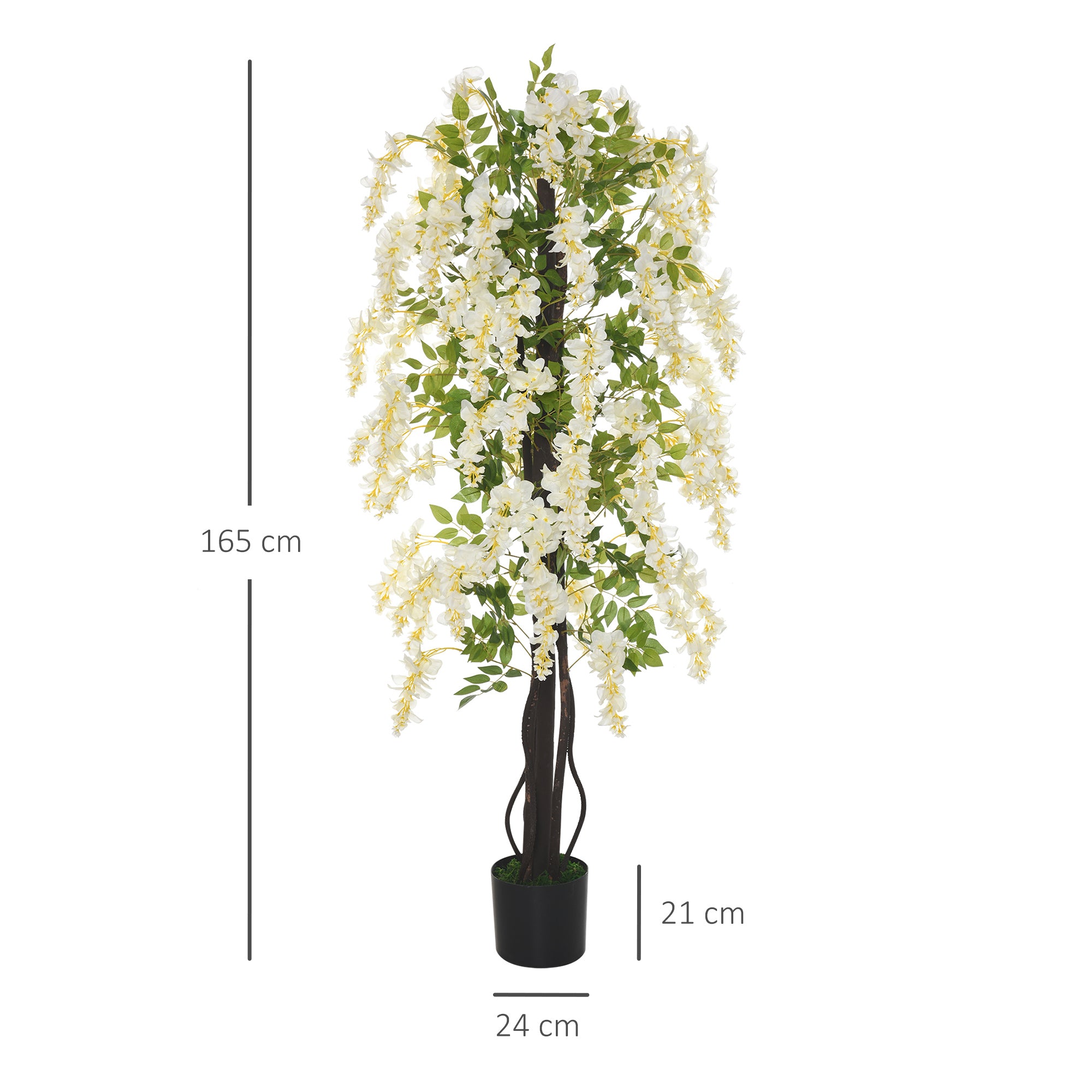 Artificial Wisteria Large 165cm Artificial Plant, Plastic Artificial Flowers in Pot, Fake Plant like real for Office Living Room Bedroom Modern Decoration Gift
