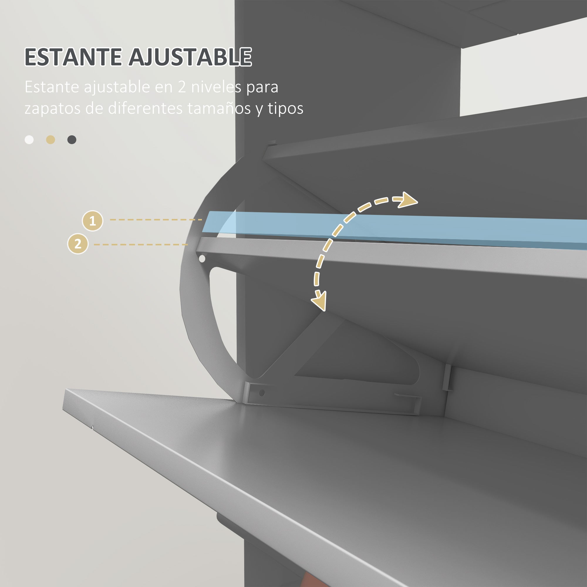 Narrow Shoe Cabinet Entryway Shoe Rack with 2 Flip-Down Drawers and 1 Removable Drawer for 8 Pairs of Shoes for Hallway 60x23.5x98.5 cm Gray