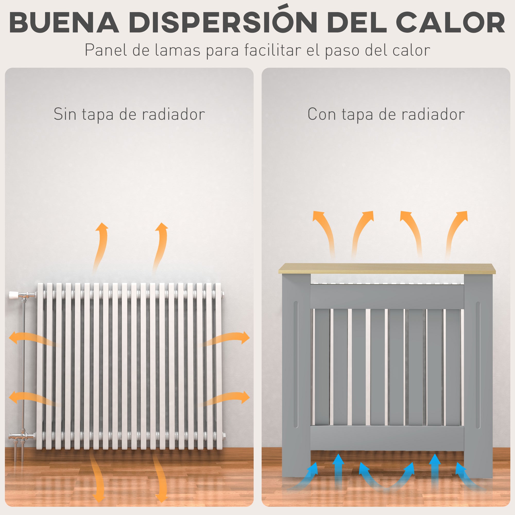 Radiator Cover 78x19x83 cm MDF Radiator Cover for Living Room Bedroom Hallway Gray and Oak