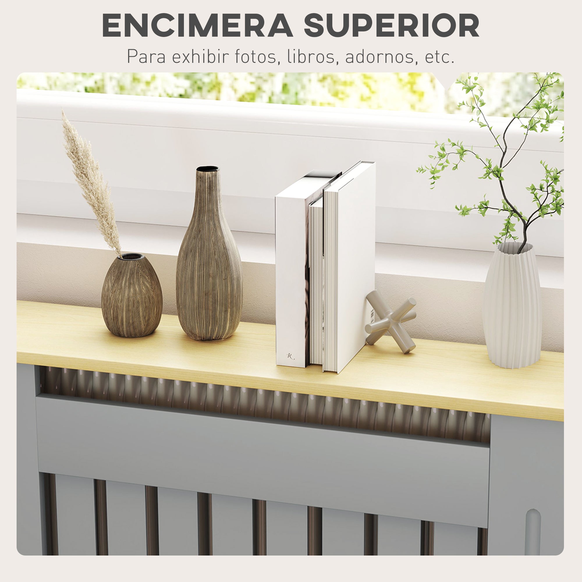 Radiator Cover 78x19x83 cm MDF Radiator Cover for Living Room Bedroom Hallway Gray and Oak