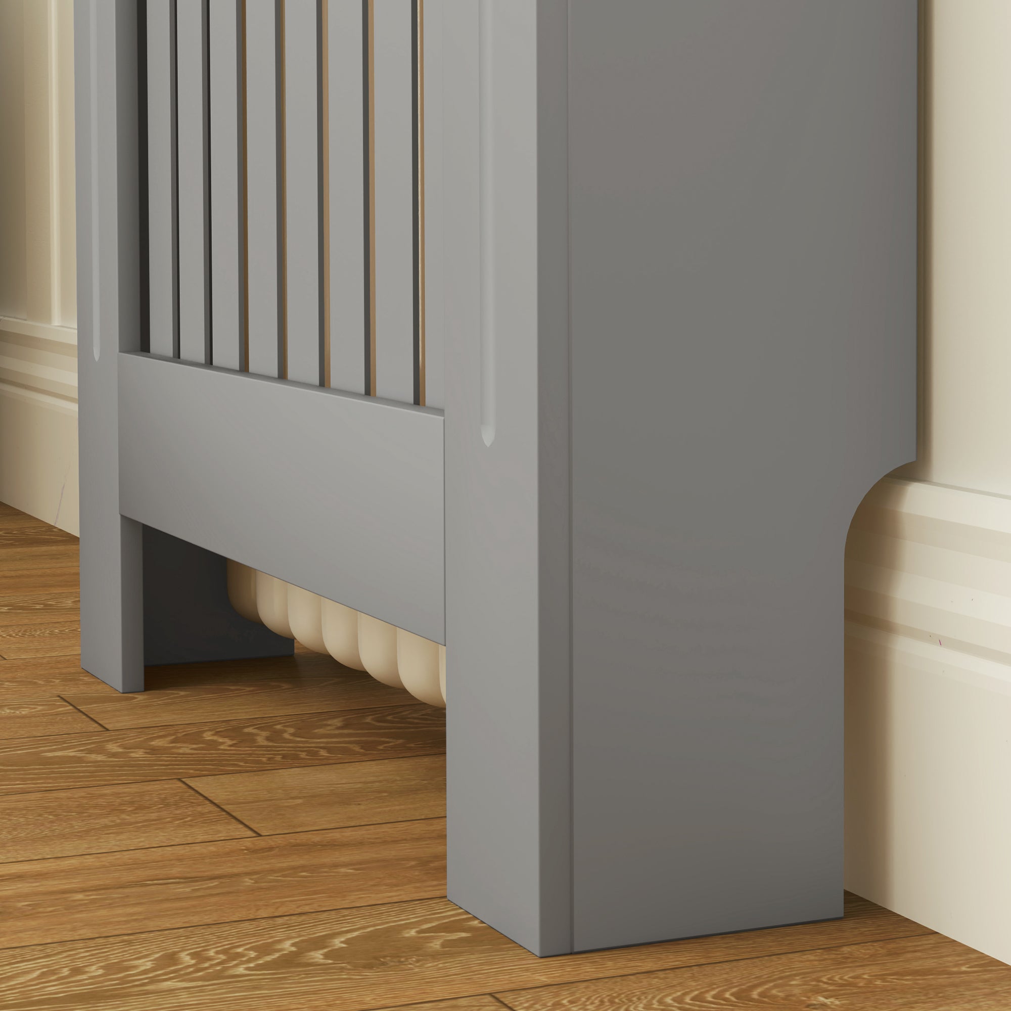 Radiator Cover 78x19x83 cm MDF Radiator Cover for Living Room Bedroom Hallway Gray and Oak