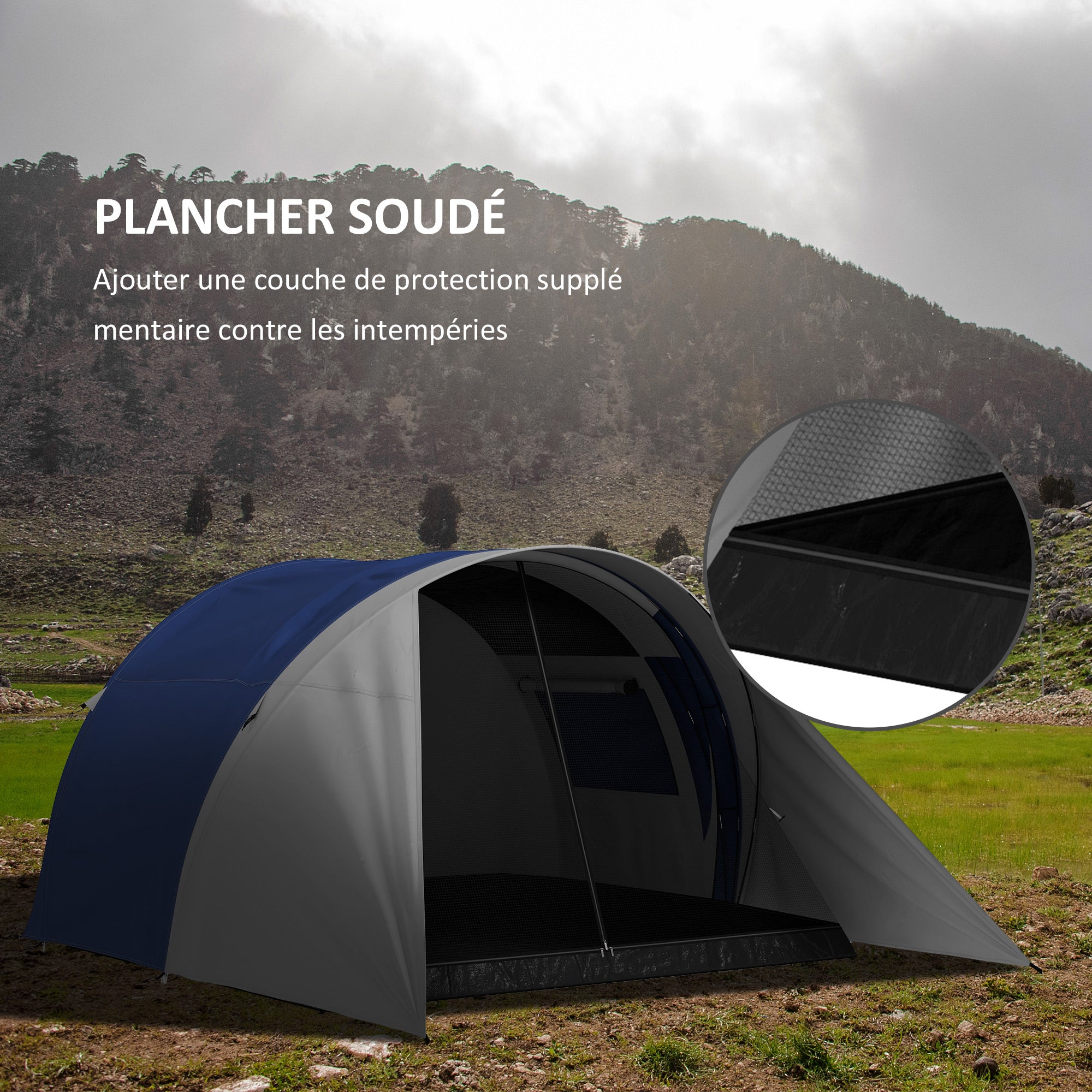 Family Camping Tent for 3-4 People with Double Roof 3000 mm and Carry Bag, Waterproof Ventilated Lightweight Tunnel Tent, dim. 390L x 315W x 188H cm