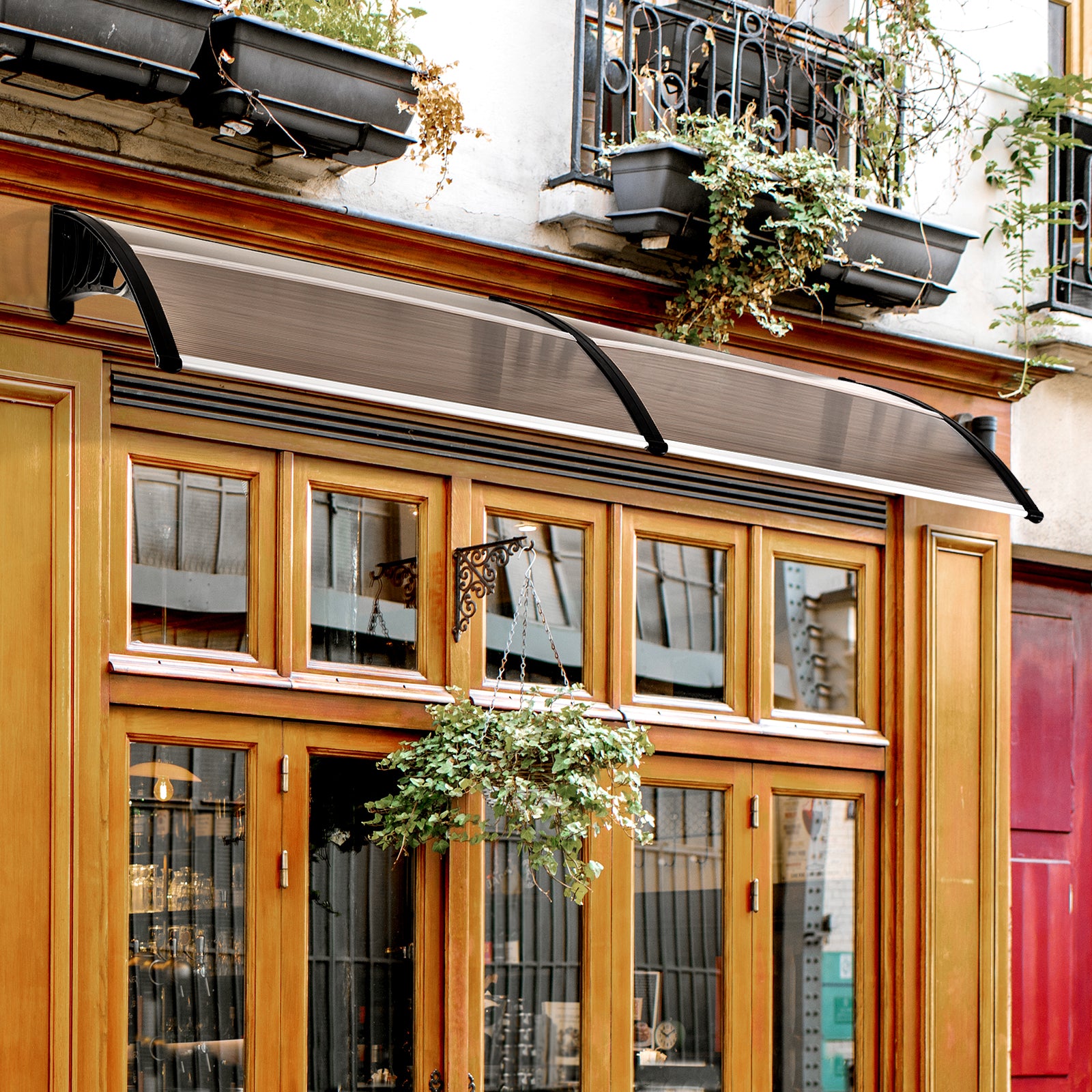 Canopy Awning for Front Door 75x195x23 cm Outdoor Sun Rain Protection Alu Brown