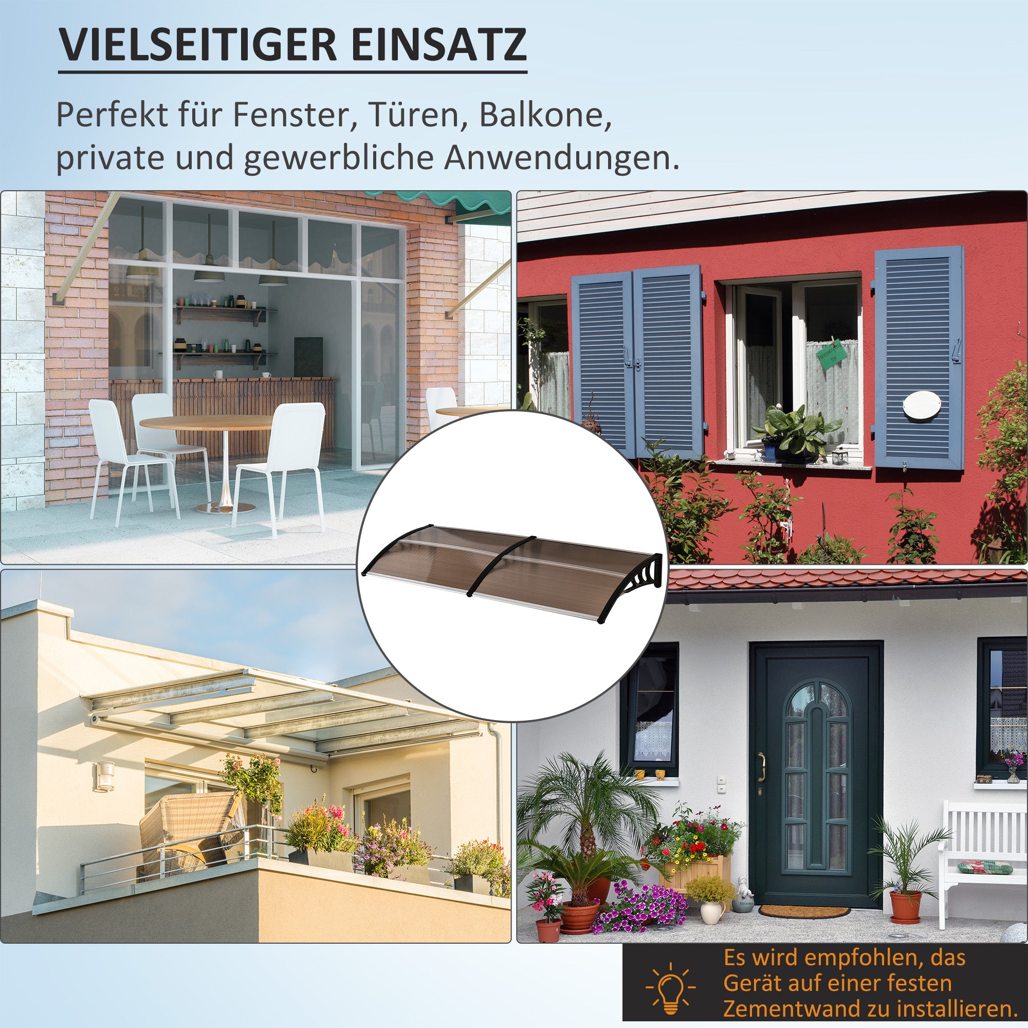 Canopy Awning for Front Door 75x195x23 cm Outdoor Sun Rain Protection Alu Brown