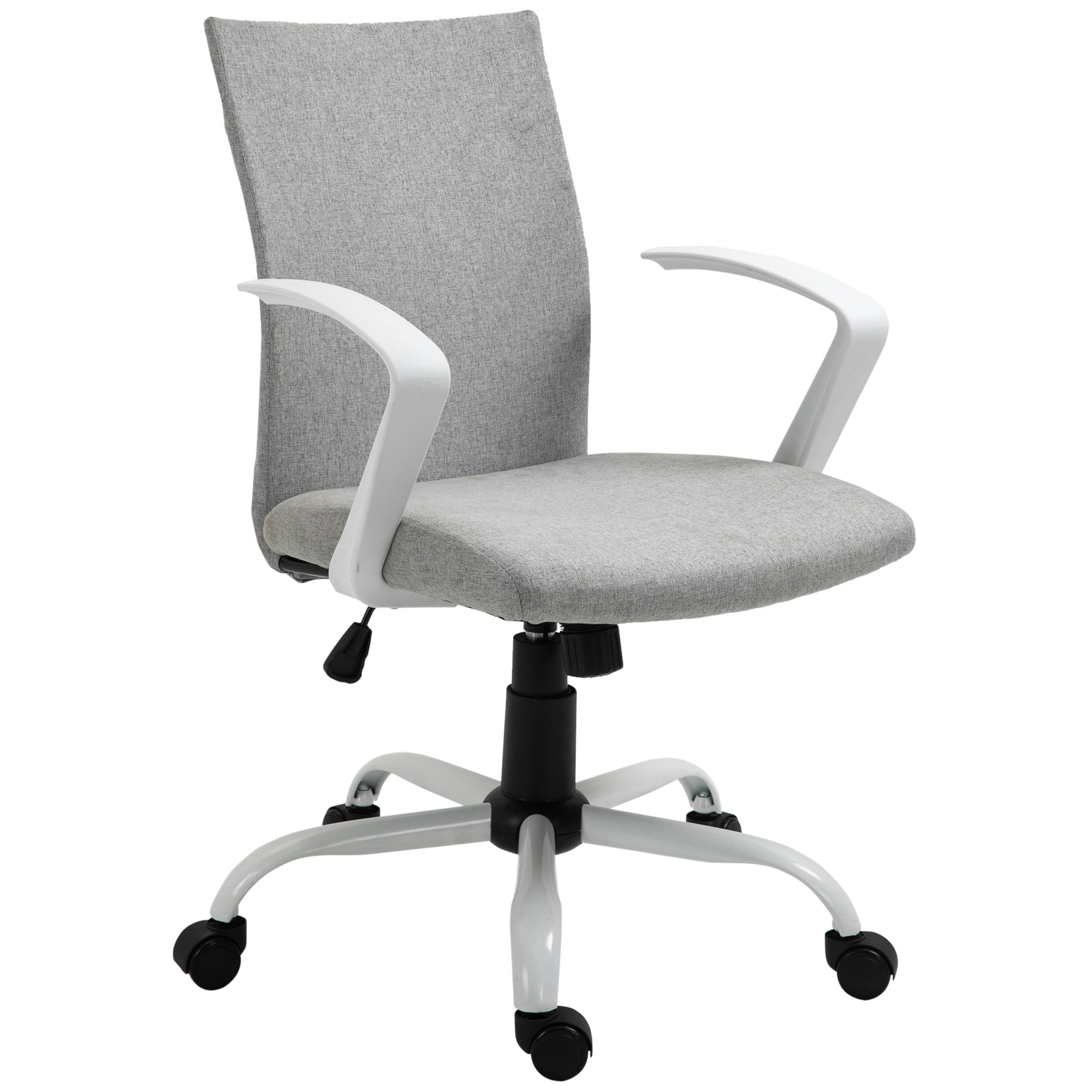 Office Chair with Adjustable Height, Rocking Function, Swivel Office Chair with 120 Kg Weight Capacity, 61 x 61 x 99 cm Light Gray and White