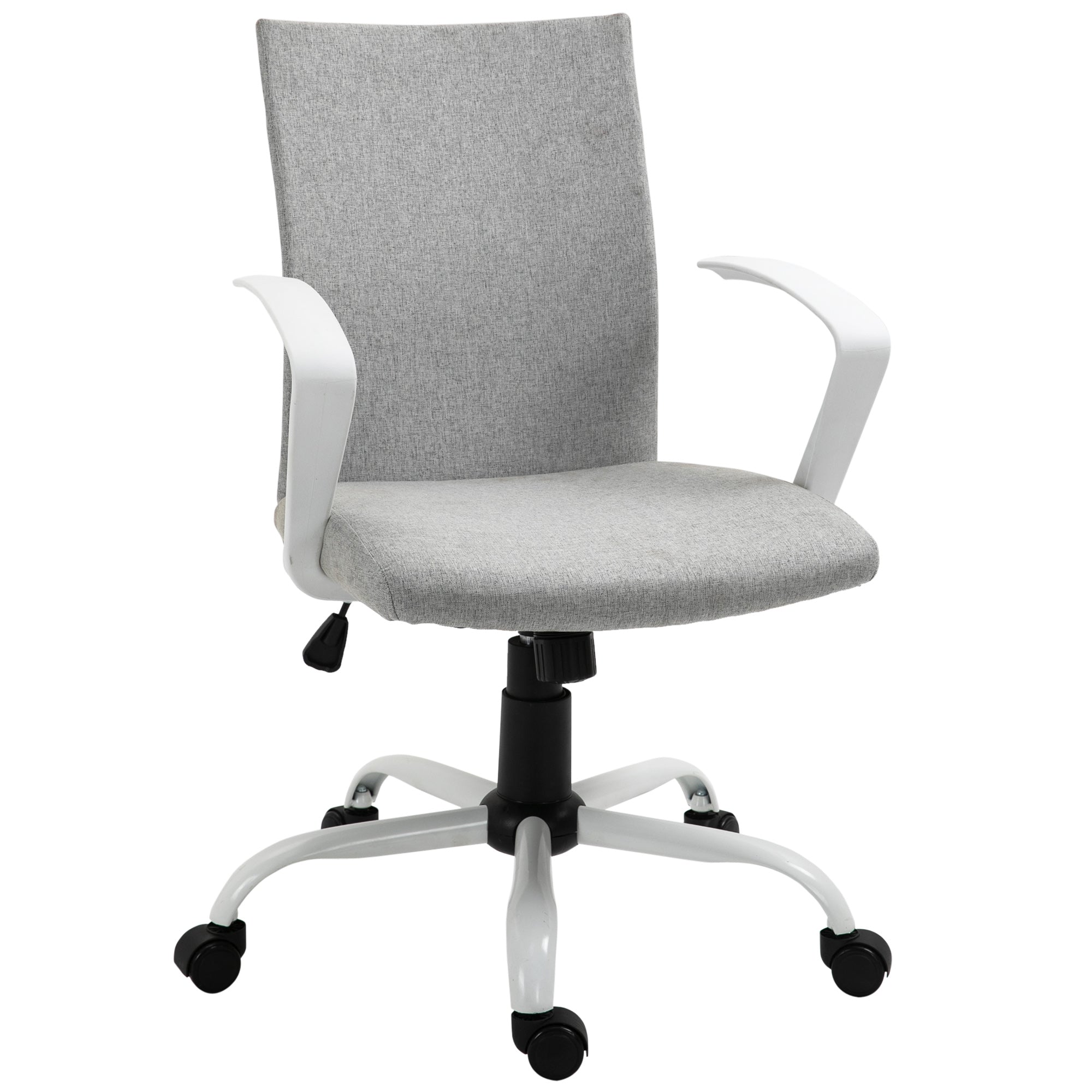 Office Chair with Adjustable Height, Rocking Function, Swivel Office Chair with 120 Kg Weight Capacity, 61 x 61 x 99 cm Light Gray and White
