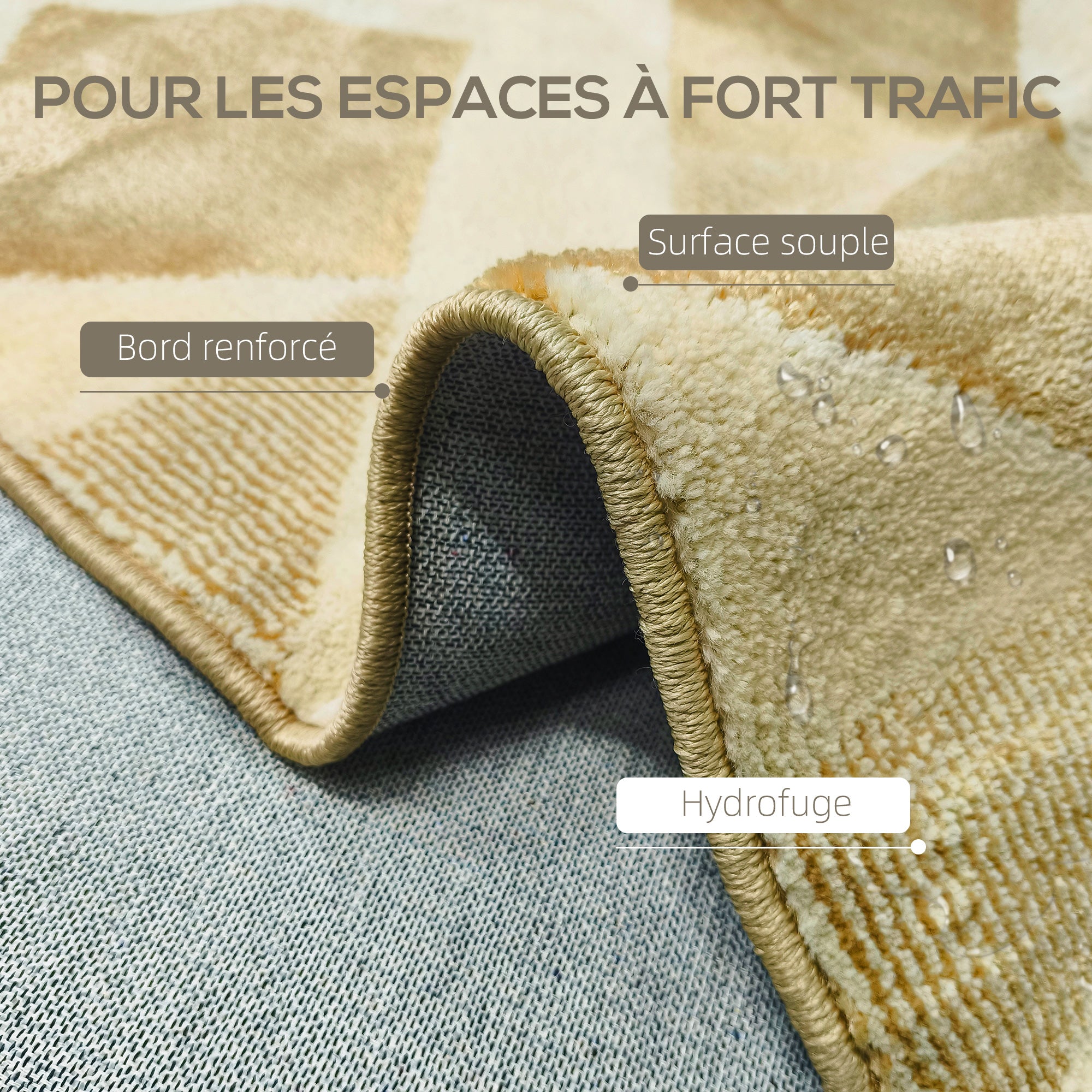 Living Room Rug 230 x 160 cm Short-Pile Rug, Machine Washable, Hypoallergenic, for Living Room, Bedroom, Office, Yellow