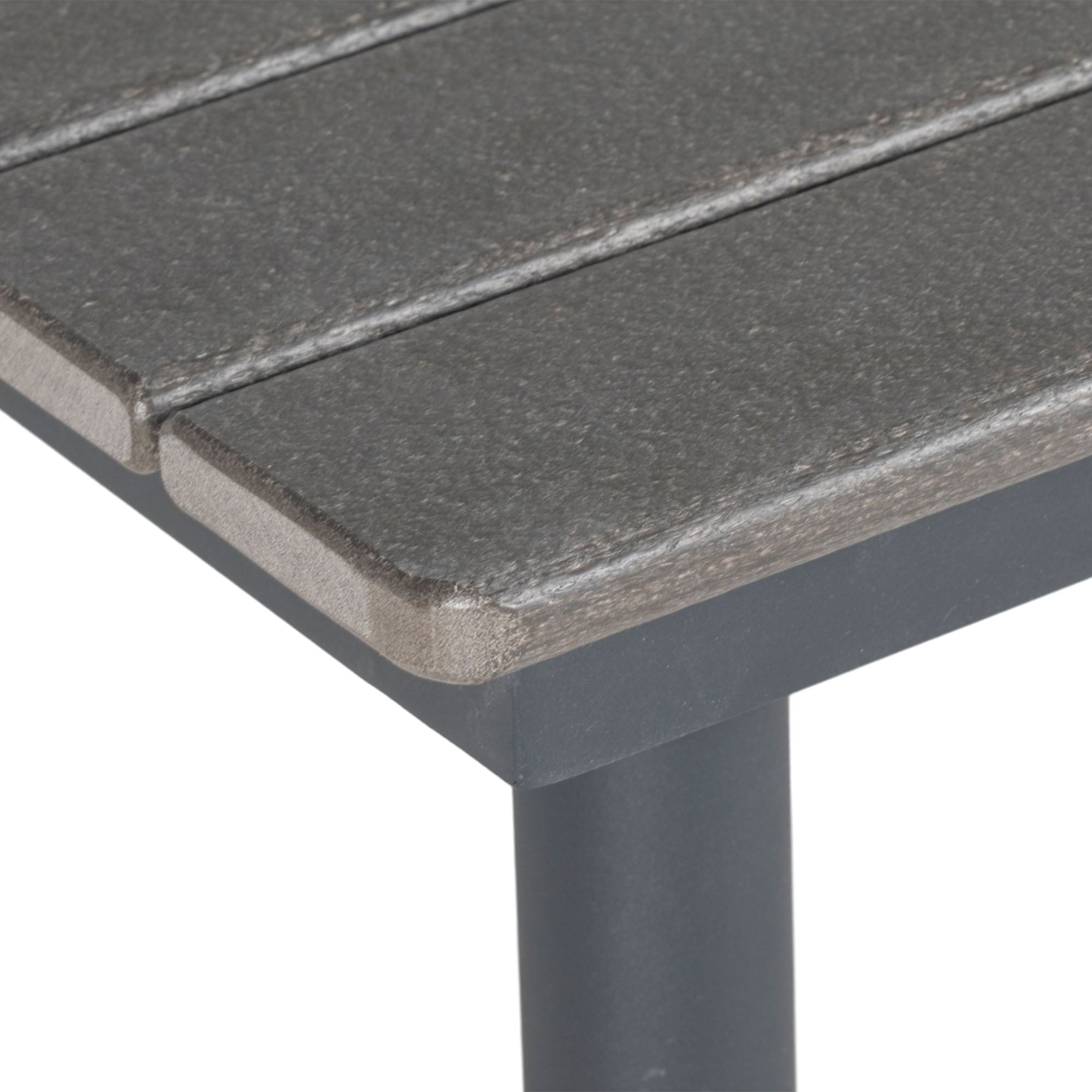 Garden Table, Dining Table for 4 People, with Umbrella Hole, Patio Table Slatted for Lawn, Balcony, HDPE, Dark Gray, 90 x 90 x 75 cm