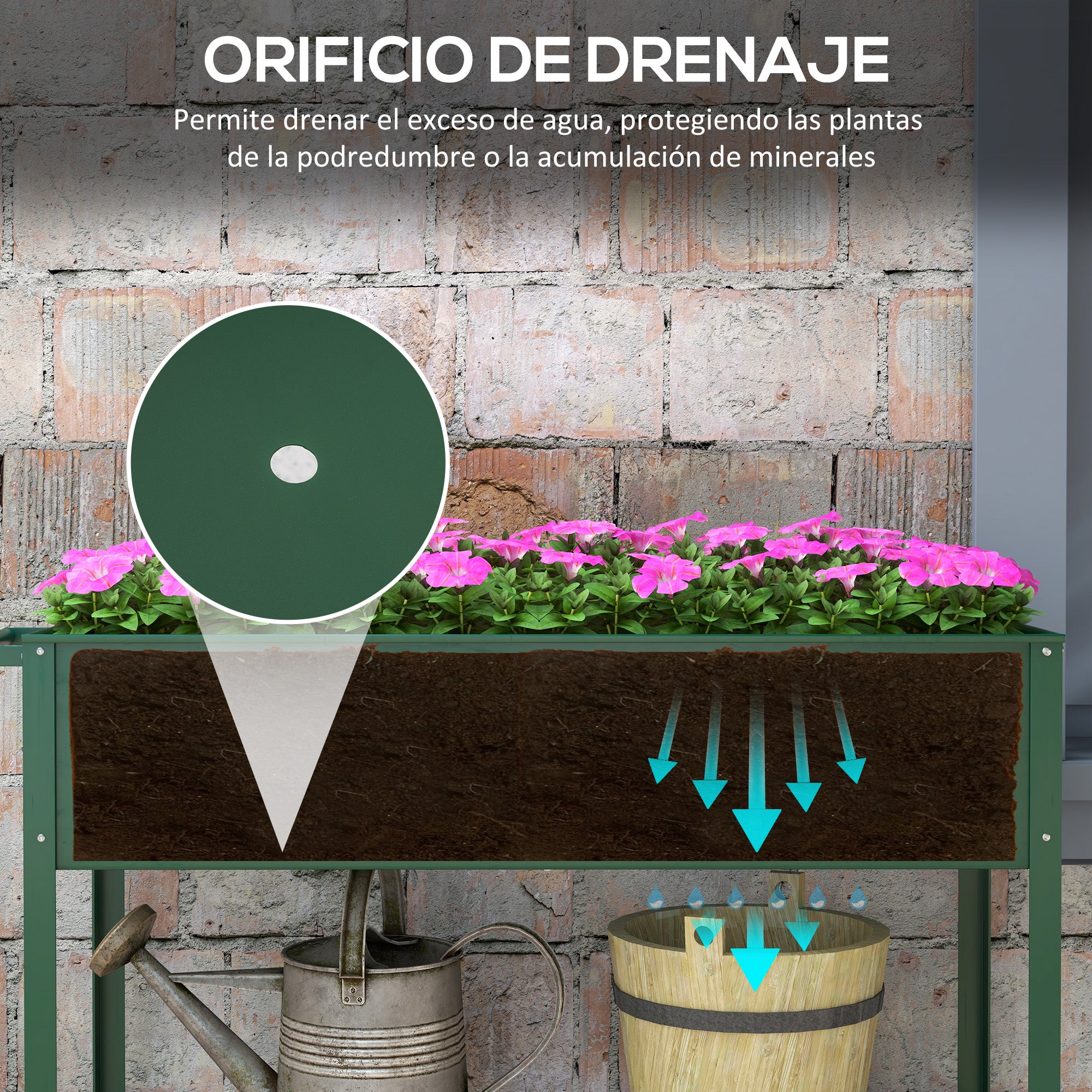 Raised Garden Bed 109x44x80 cm Elevated Urban Garden with 2 Wheels Shelf and Side Handle for Growing Plants Flowers Vegetables Green