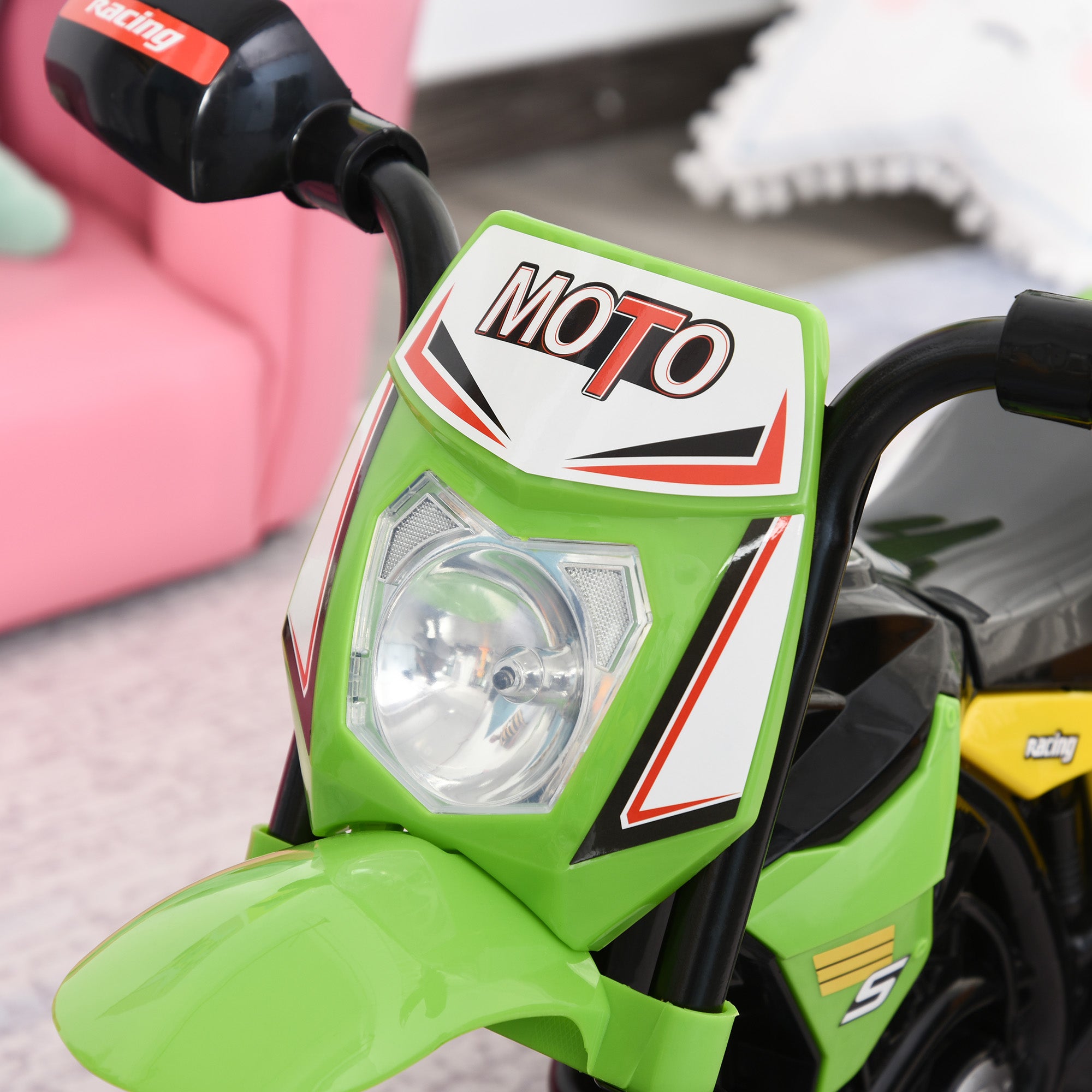 Kids Motorcycle Ride-On for 18-36 Months Children Tricycle for Kids Children's Tricycle with 3 Wheels Lights and Music Load 20 kg 71x40x51 cm Green