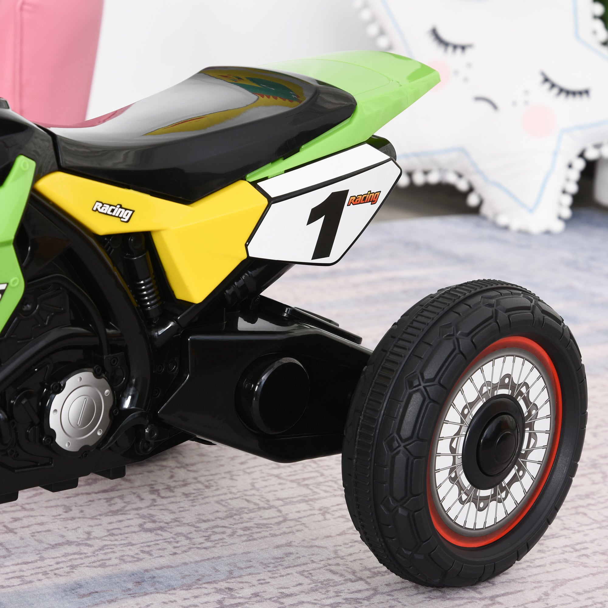 Kids Motorcycle Ride-On for 18-36 Months Children Tricycle for Kids Children's Tricycle with 3 Wheels Lights and Music Load 20 kg 71x40x51 cm Green