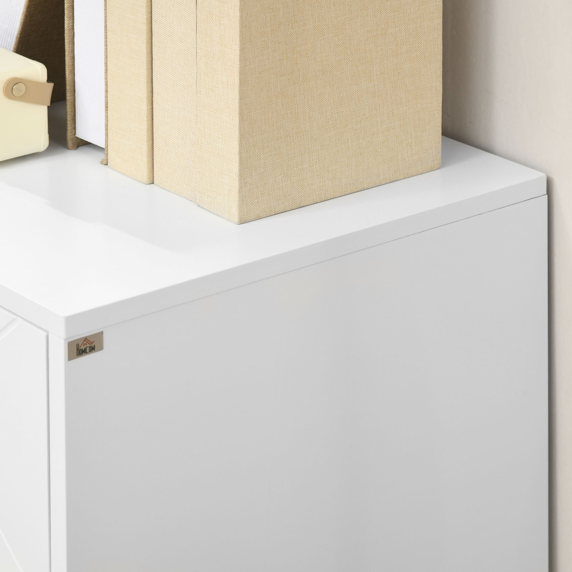 Storage Buffet Cabinet with Hairpin Legs - 2 Doors and 2 Adjustable Shelves - 80 x 40 x 80 cm - White Gold