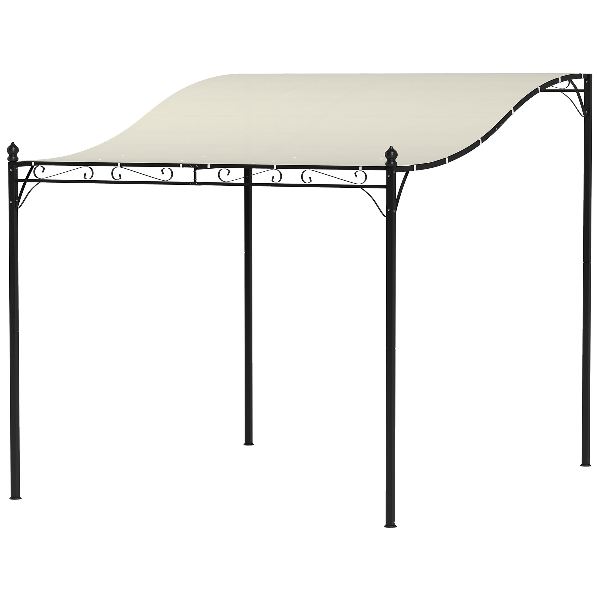 Lean-To Pergola with Roof, Water-Resistant Awning, Freestanding Garden Canopy Patio Gazebo Sun Shelter for Patio Garden approx. 2.5x3x2.5 m Cream White
