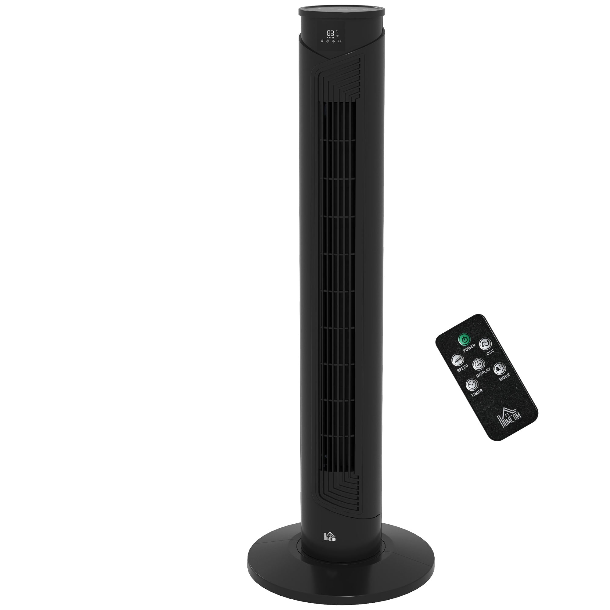 45W Tower Fan with 4 Modes and 3 Speeds with 12h Timer, ABS Floor Fan with Remote Control and Air Filters, Ø31.5x93 cm, Black
