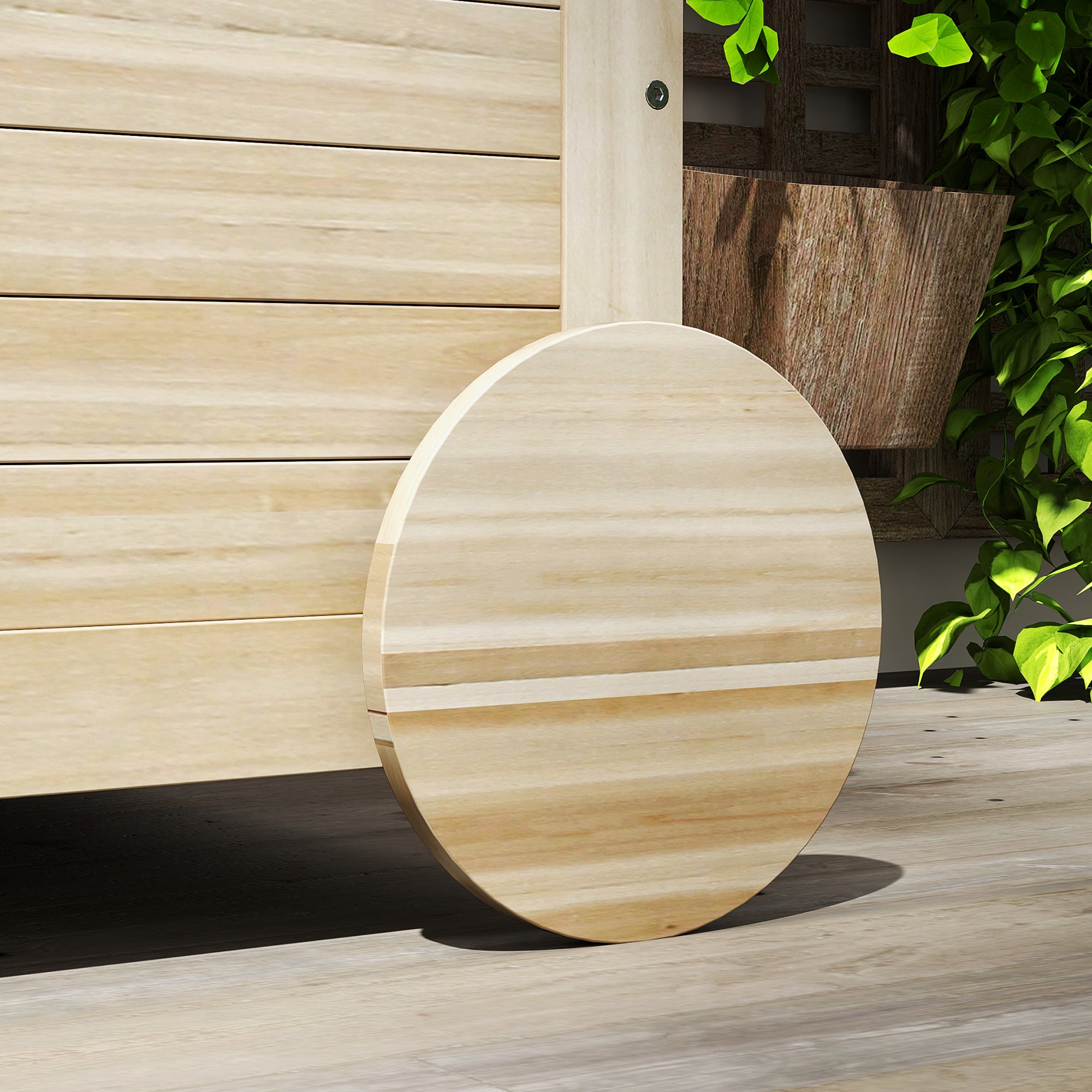 Cushion Box 185 L Storage Waterproof Garden Box with Wheels Wood Weatherproof UV Resistant Cushion Box Storage Chest for Outdoor Garden Balcony Natural Wood