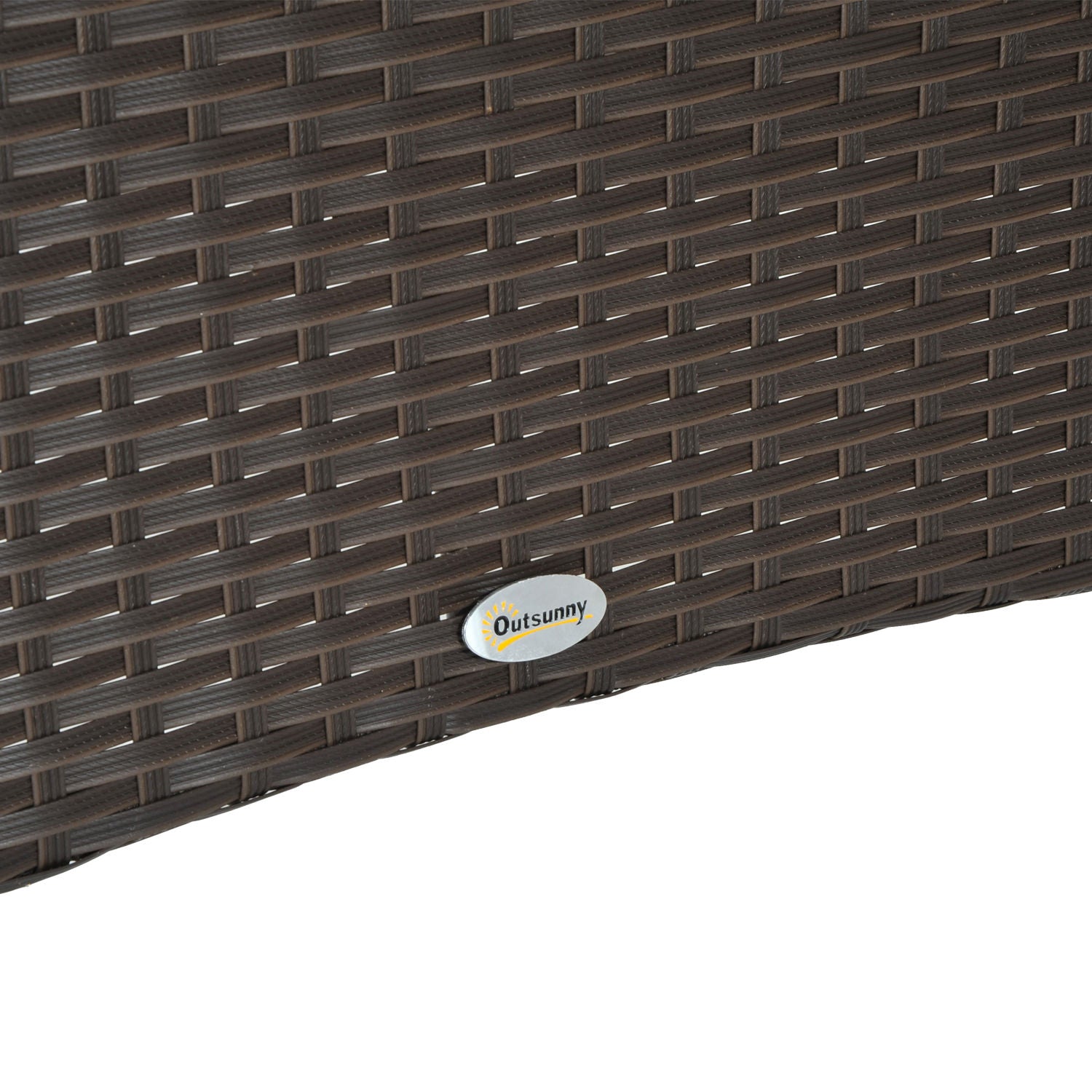 Garden Table Glass Dining Table Patio Furniture, Rattan+Safety Glass, Brown+Black, 150x85x74cm