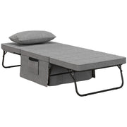 4-in-1 Folding Bed 75x190 cm, Adult Guest Bed Foldable with 8 cm Thickness Foam, Travel Bed with Metal Frame, 5-level adjustable Single Bed with Pillow, up to 150 kg load-bearing capacity