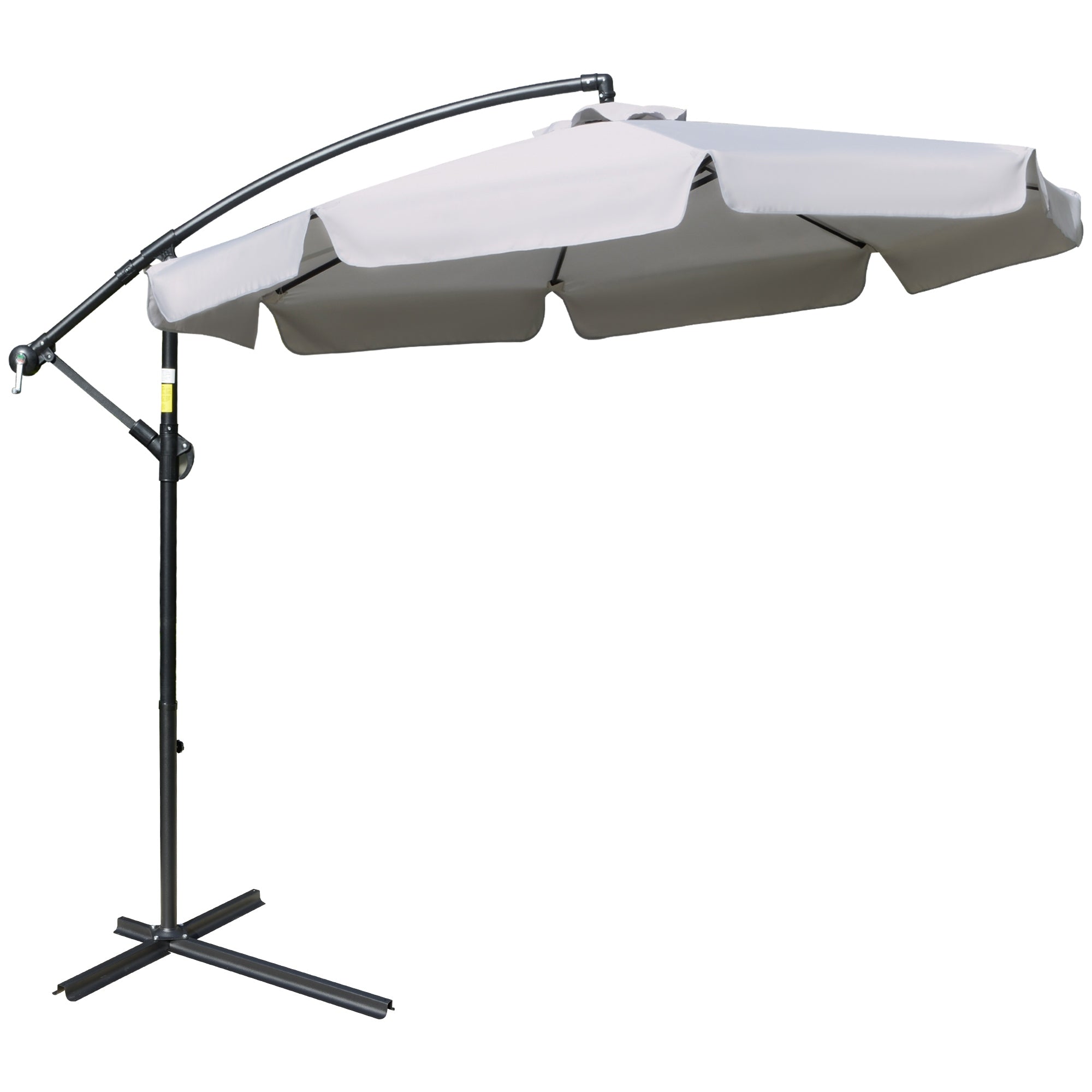 Cantilever Umbrella with Tilt Angle and Crank incl. Cross Base Ø 2.65 x 2.45H m Light Gray