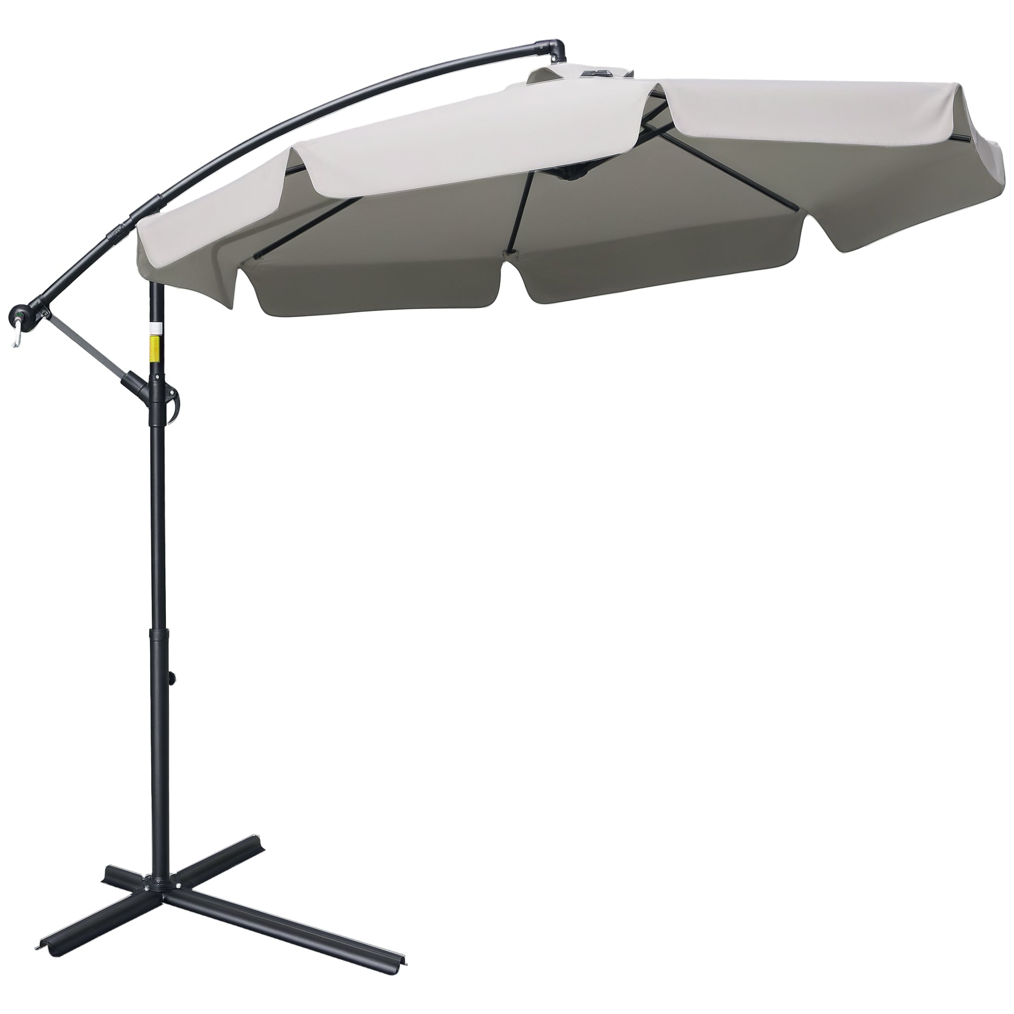 Cantilever Umbrella with Tilt Angle and Crank incl. Cross Base Ø 2.65 x 2.45H m Light Gray
