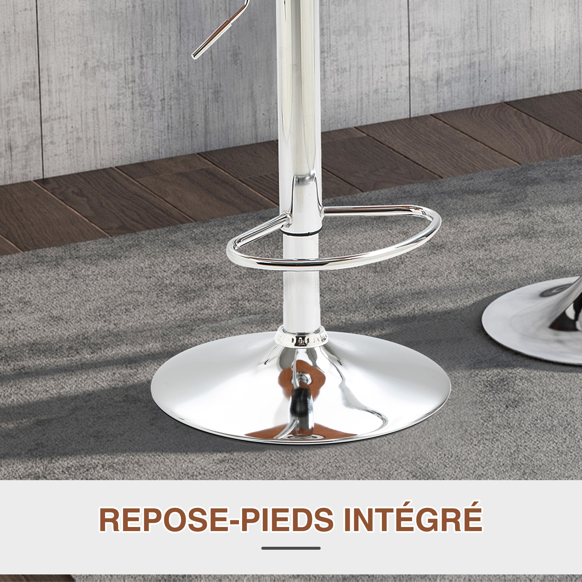 Set of 2 Contemporary Design Bar Stools Height Adjustable 64-85 cm Swivel 360° Synthetic Leather Black Imitation Wood