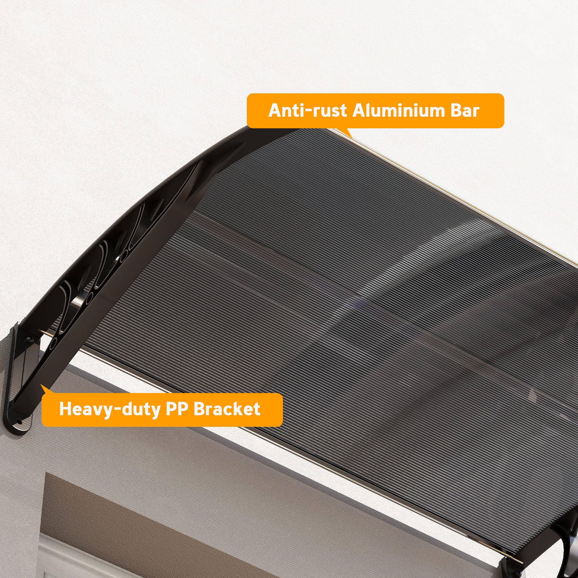 Canopy for Front Door 100 x 75 cm Arch Canopy Awning Made of Aluminum and Polycarbonate Slope Canopy with UV Protection Front Door Canopy for Balcony, Sun Protection, Rain Protection, Black