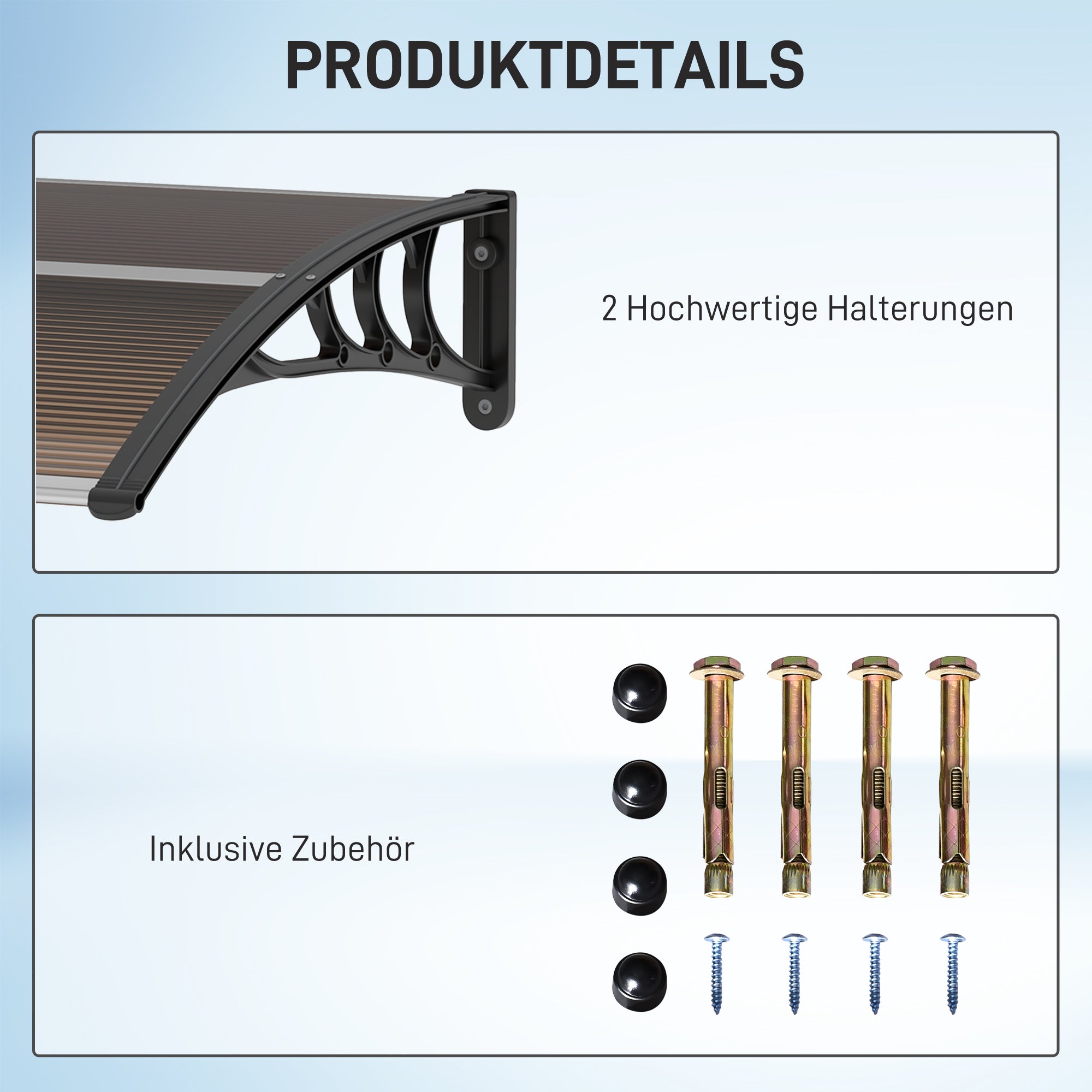 Door Canopy Front Door Canopy 120 x 75 cm Flat Door Canopy Polycarbonate Cover