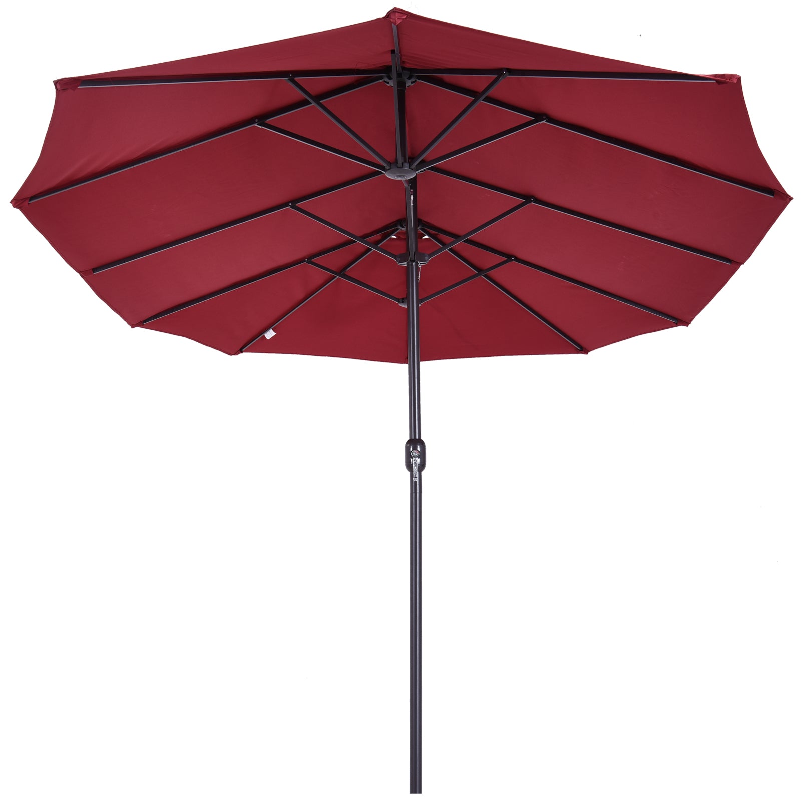Double Sun Umbrella 455 x 265 cm, UV Protection Sunshade with Crank, Balcony Umbrella Beach Umbrella Windproof Crank Umbrella Sun Protection for Beach Balcony Garden, Burgundy