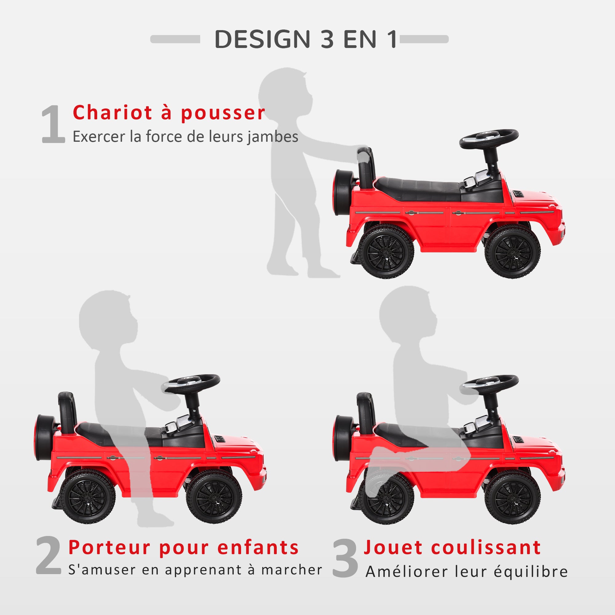 Kids Ride-On Truck Mercedes Benz Licensed Push Vehicle 12-36 Months Trunk Horn Headlights Red