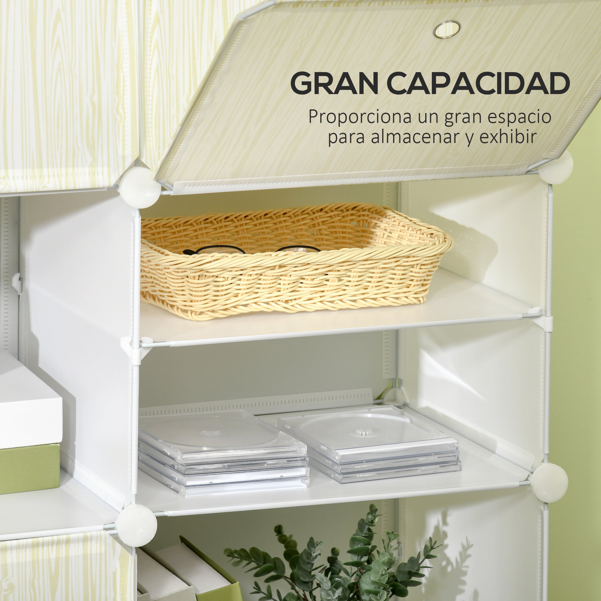 Modular Plastic Shoe Box Storage with 12 Cubes Shoe Organizer for Entryway Hallway Bedroom 125x32x125 cm White and Natural