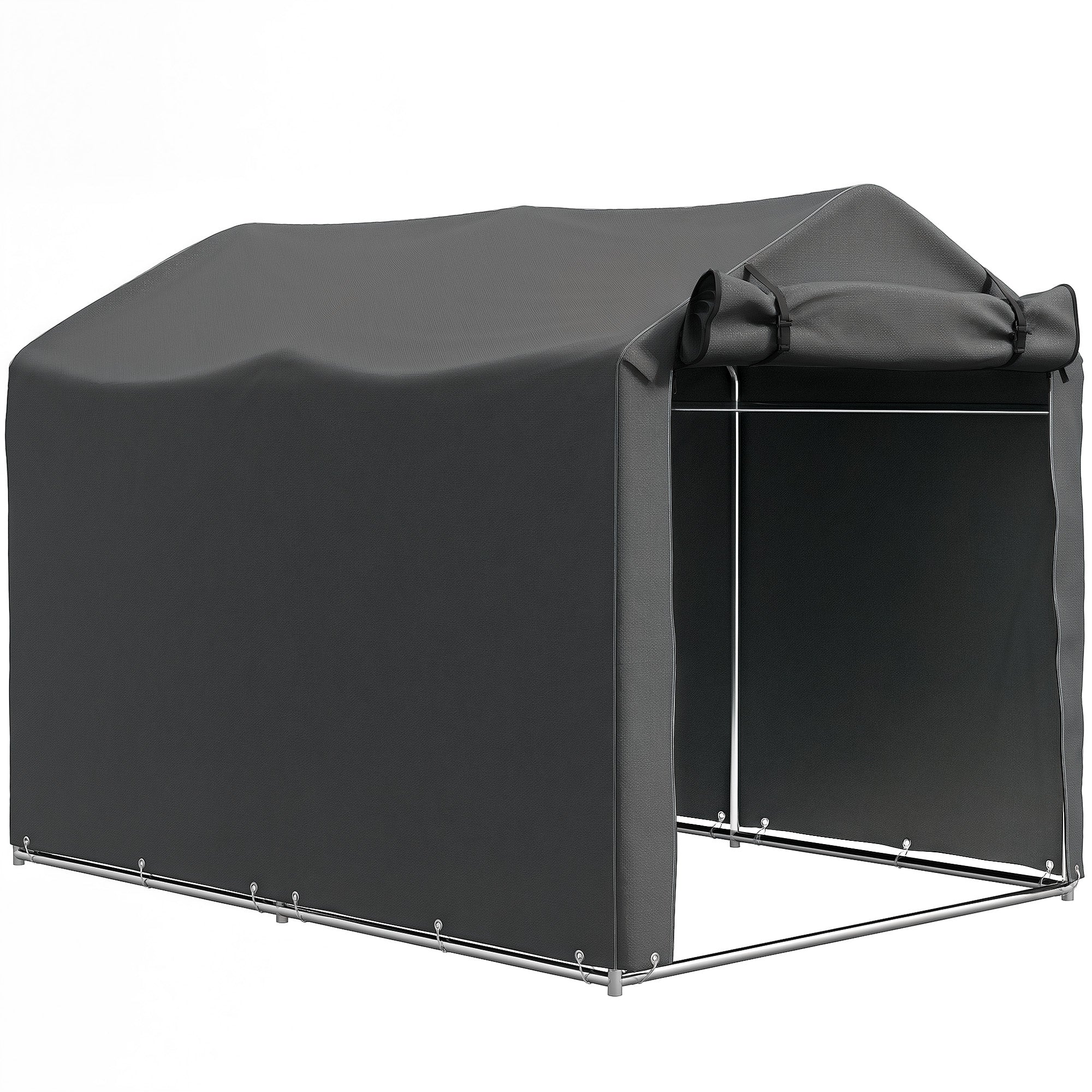 Garden Shelter 2 x 1.6 x 1.65m, Outdoor Bike Shelter with Galvanized Metal Frame, Waterproof and UV Resistant, Storage Tent for Bike, Motorcycle, Tools, Dark Gray